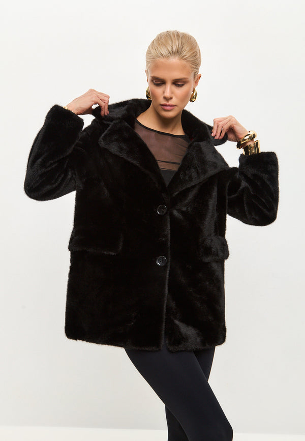 Chic Faux Fur Coat Niuvis - Black