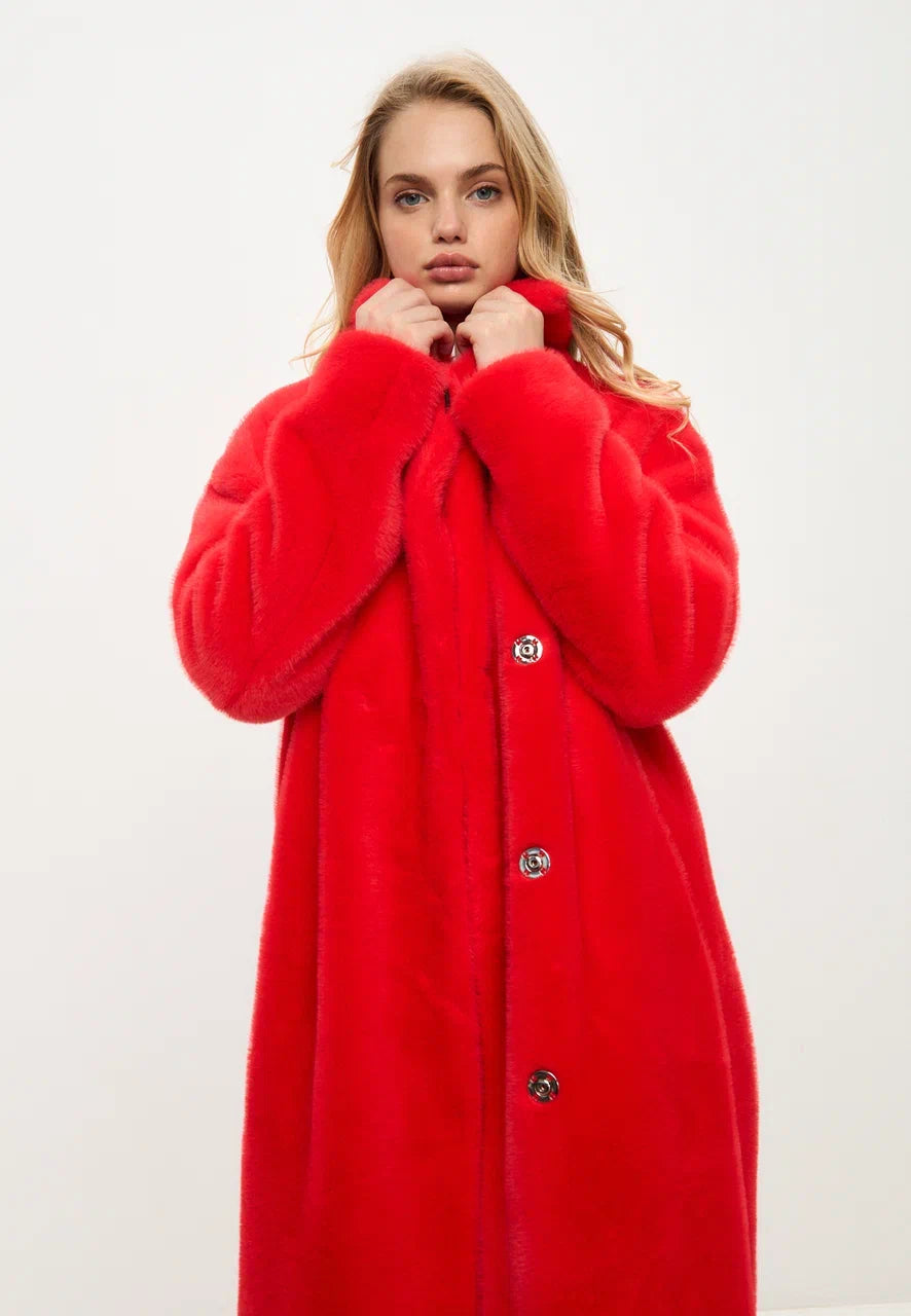 Luxurious Faux Fur Coat Freya - Red