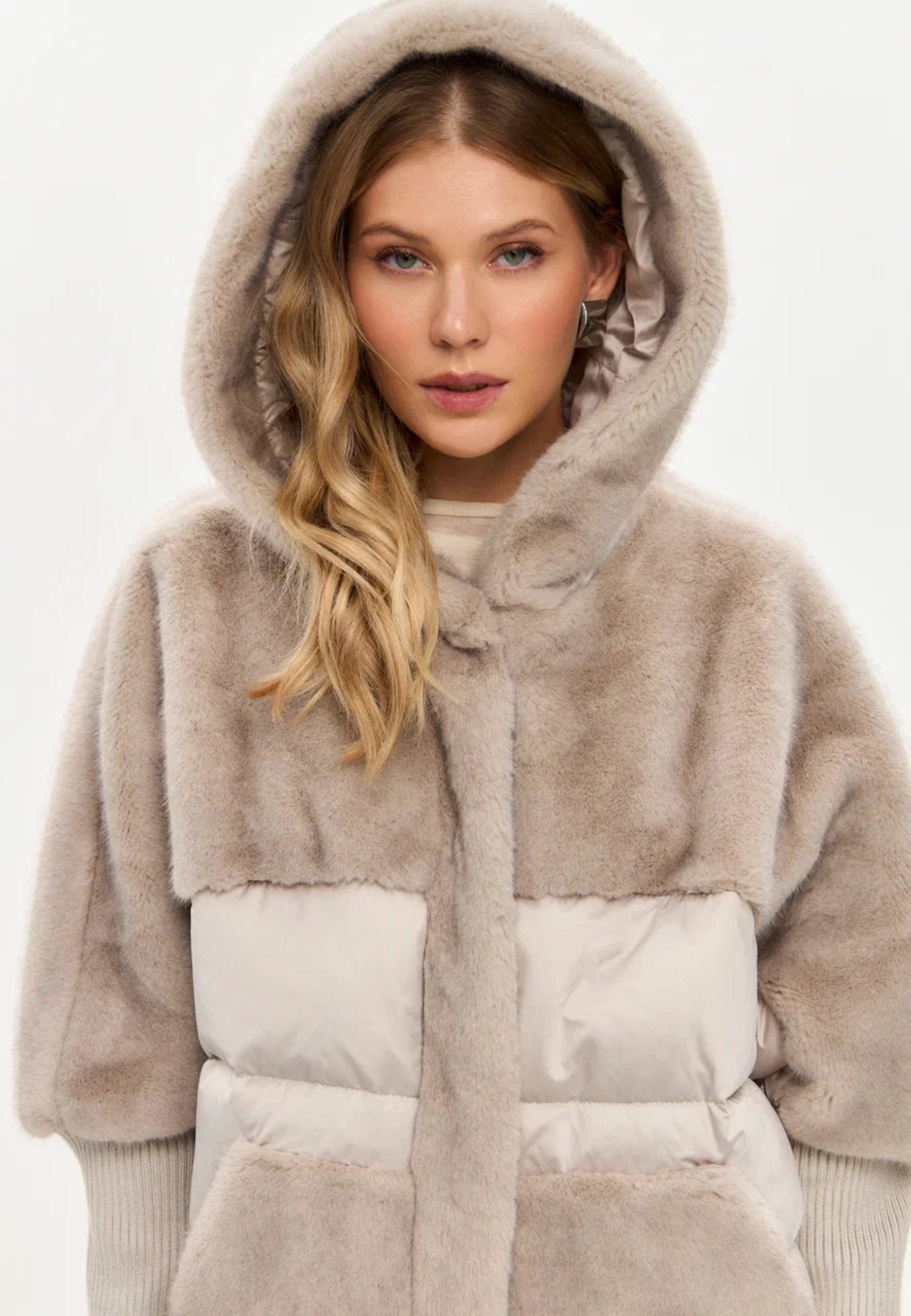 Oversized Faux Fur Jacket  - Ivory