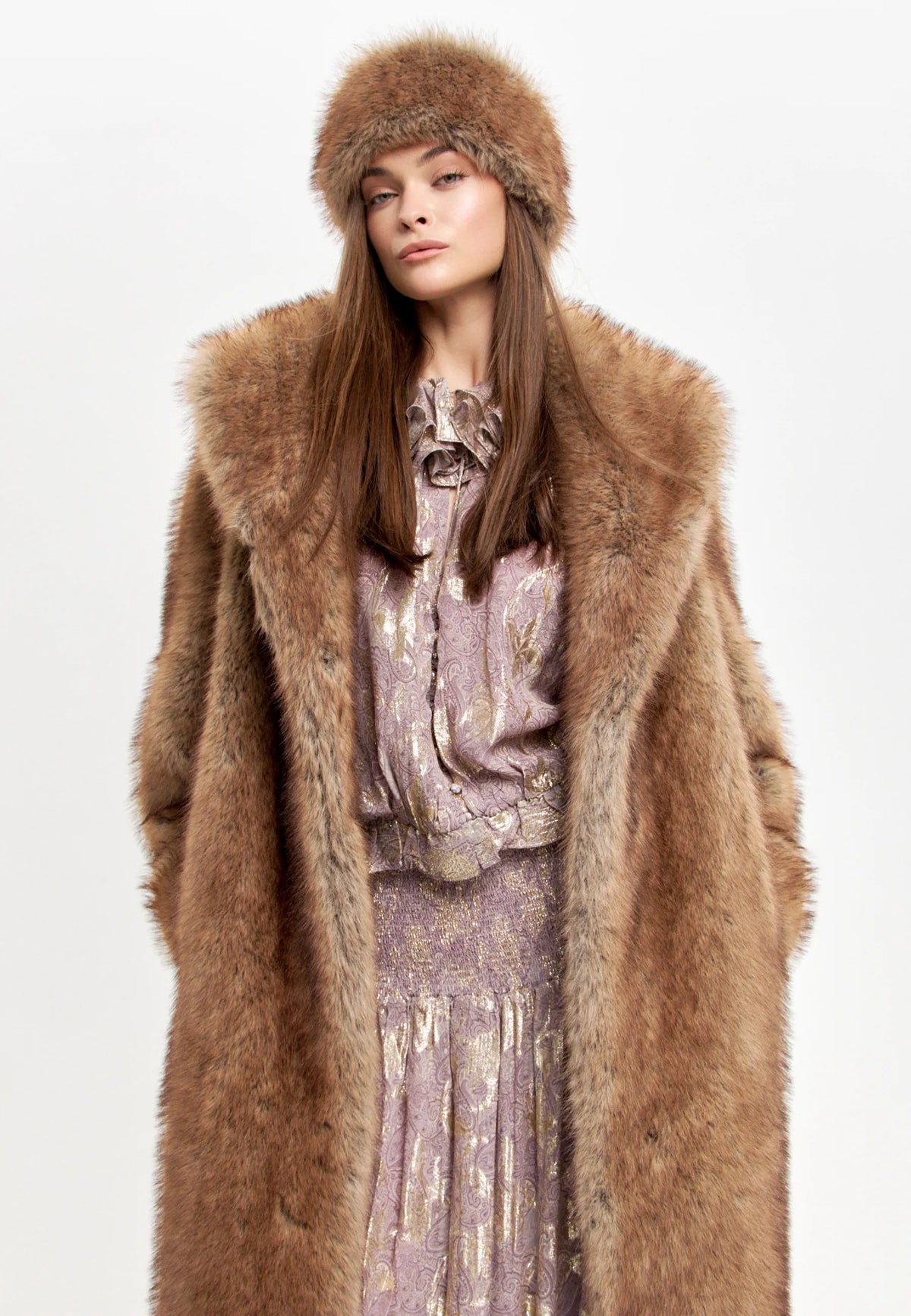 Faux Fur Headband - Brown