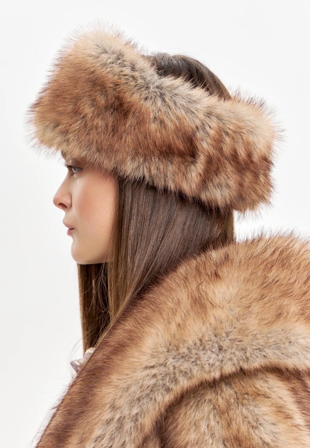 Faux Fur Headband - Brown
