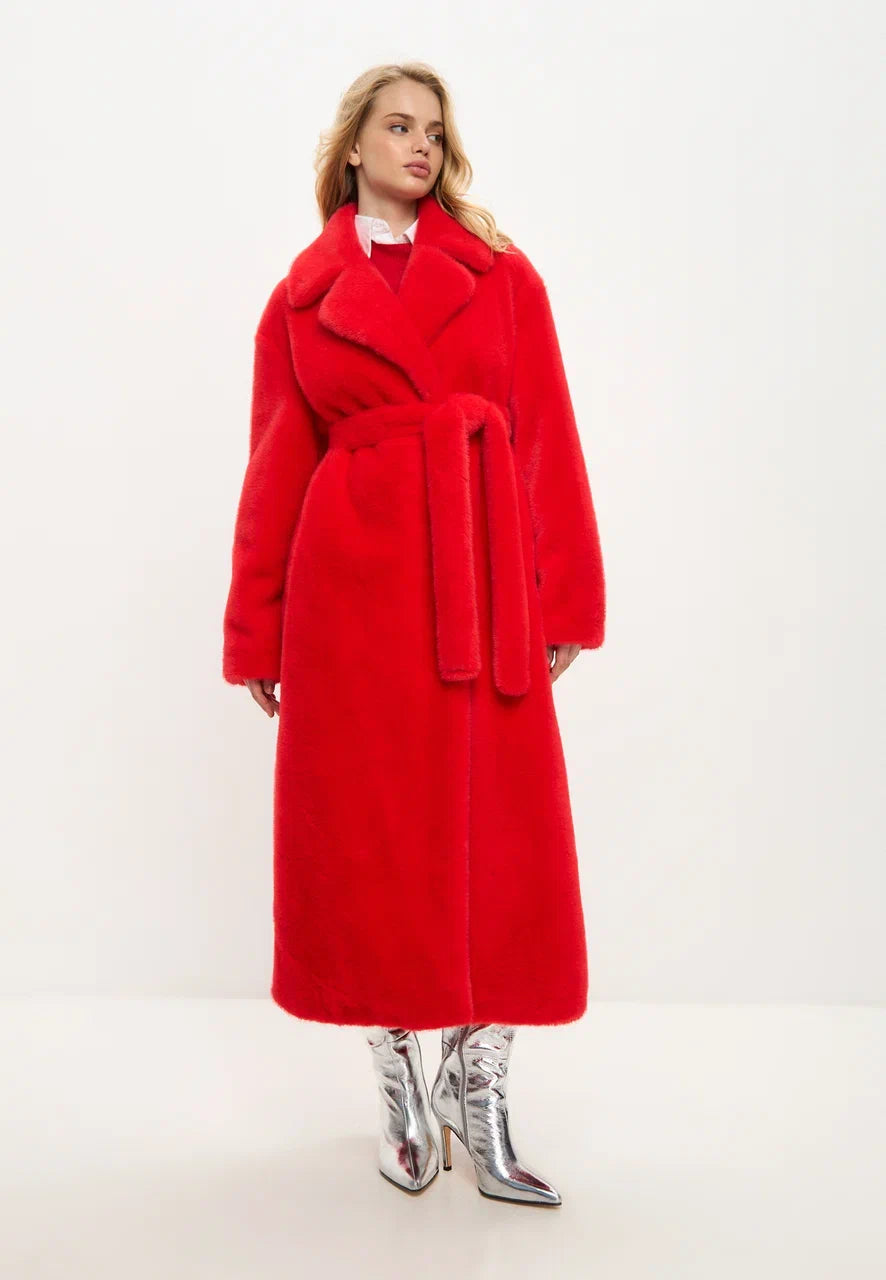 Luxurious Faux Fur Coat Freya - Red