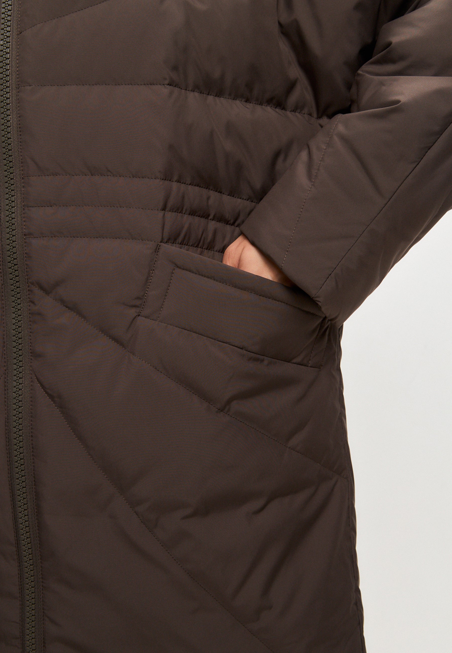 Hooded Quilted Jacket - Brown