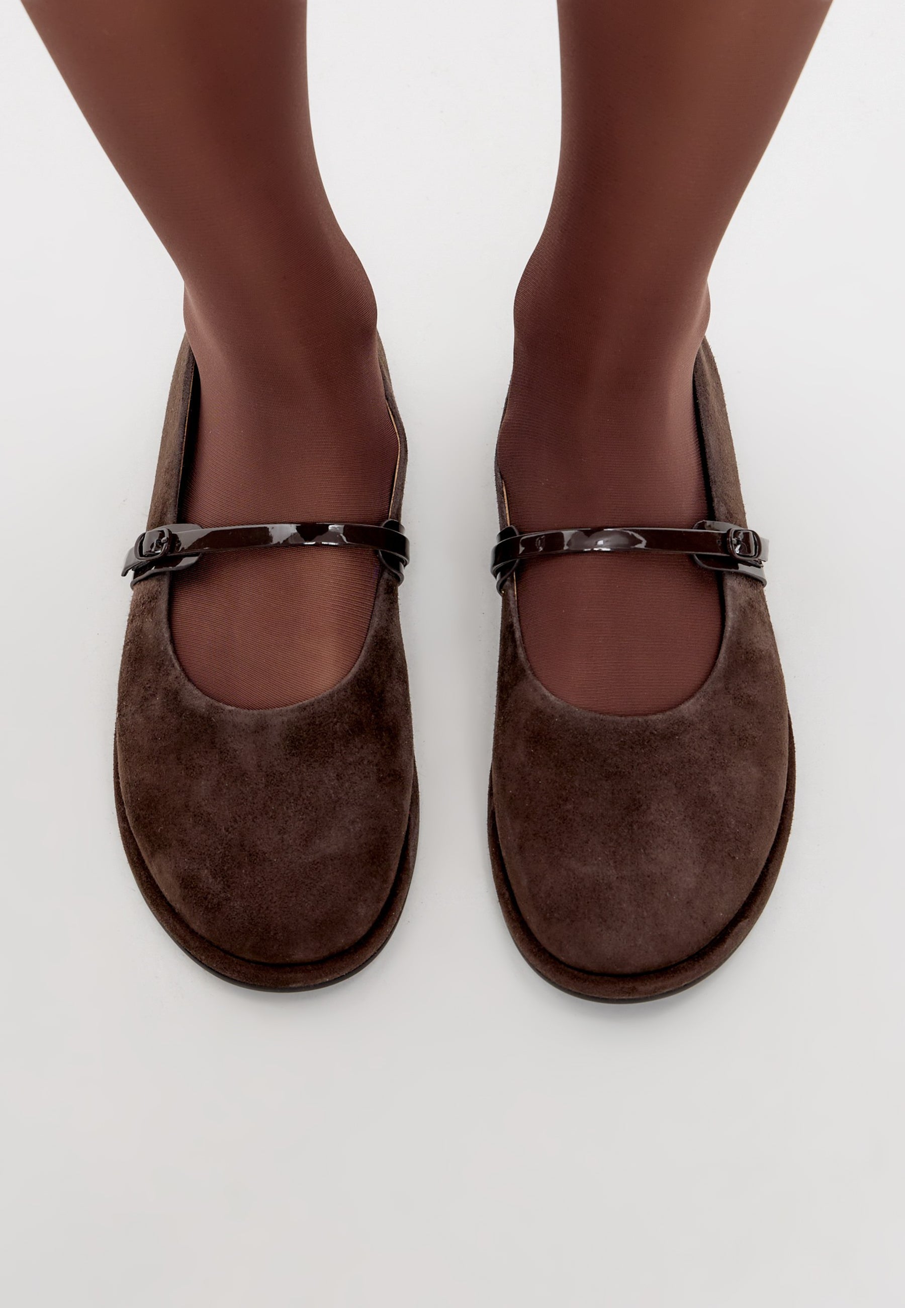 Timeless Suede Mary Jane Flats - Dark Brown