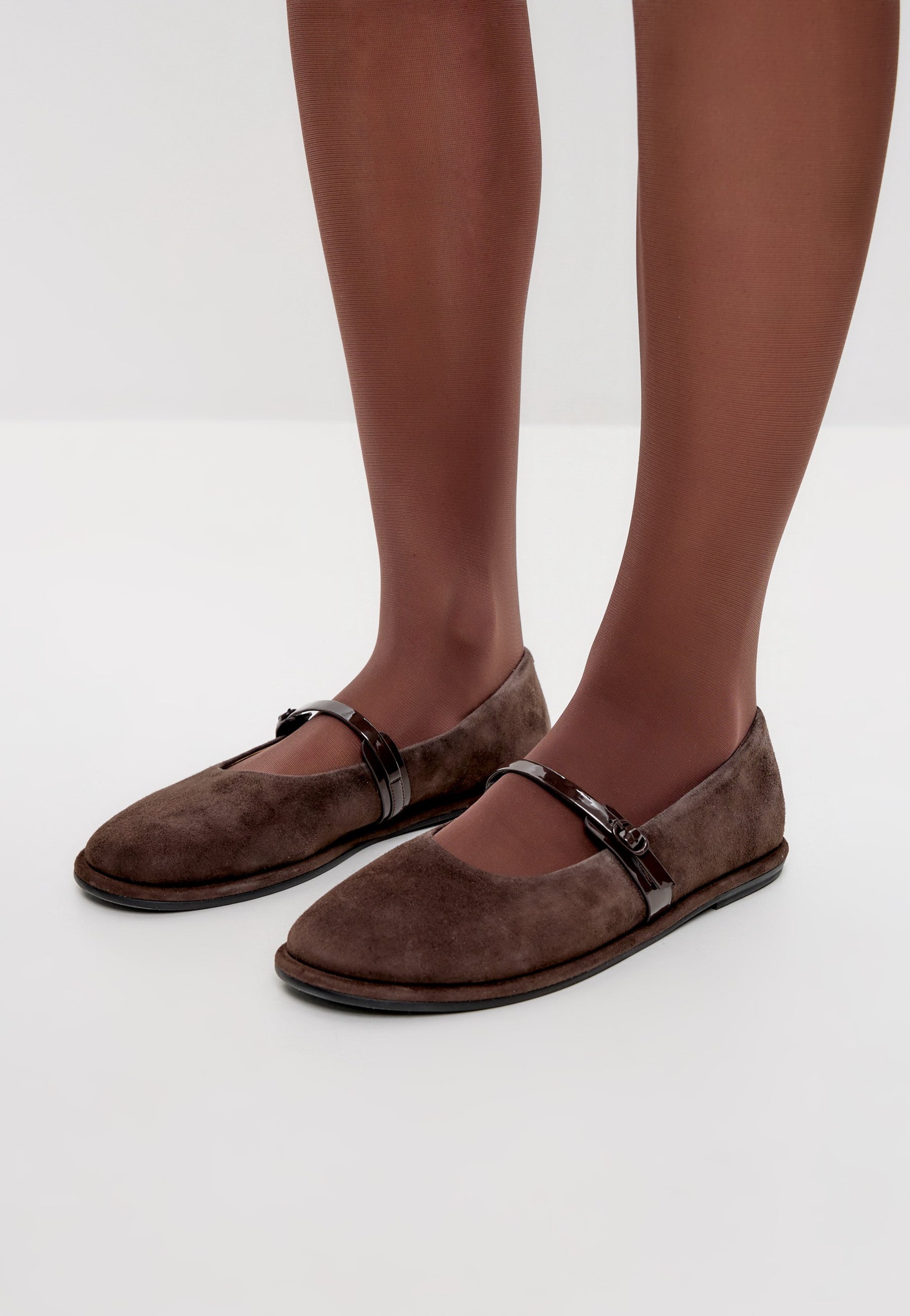 Timeless Suede Mary Jane Flats - Dark Brown