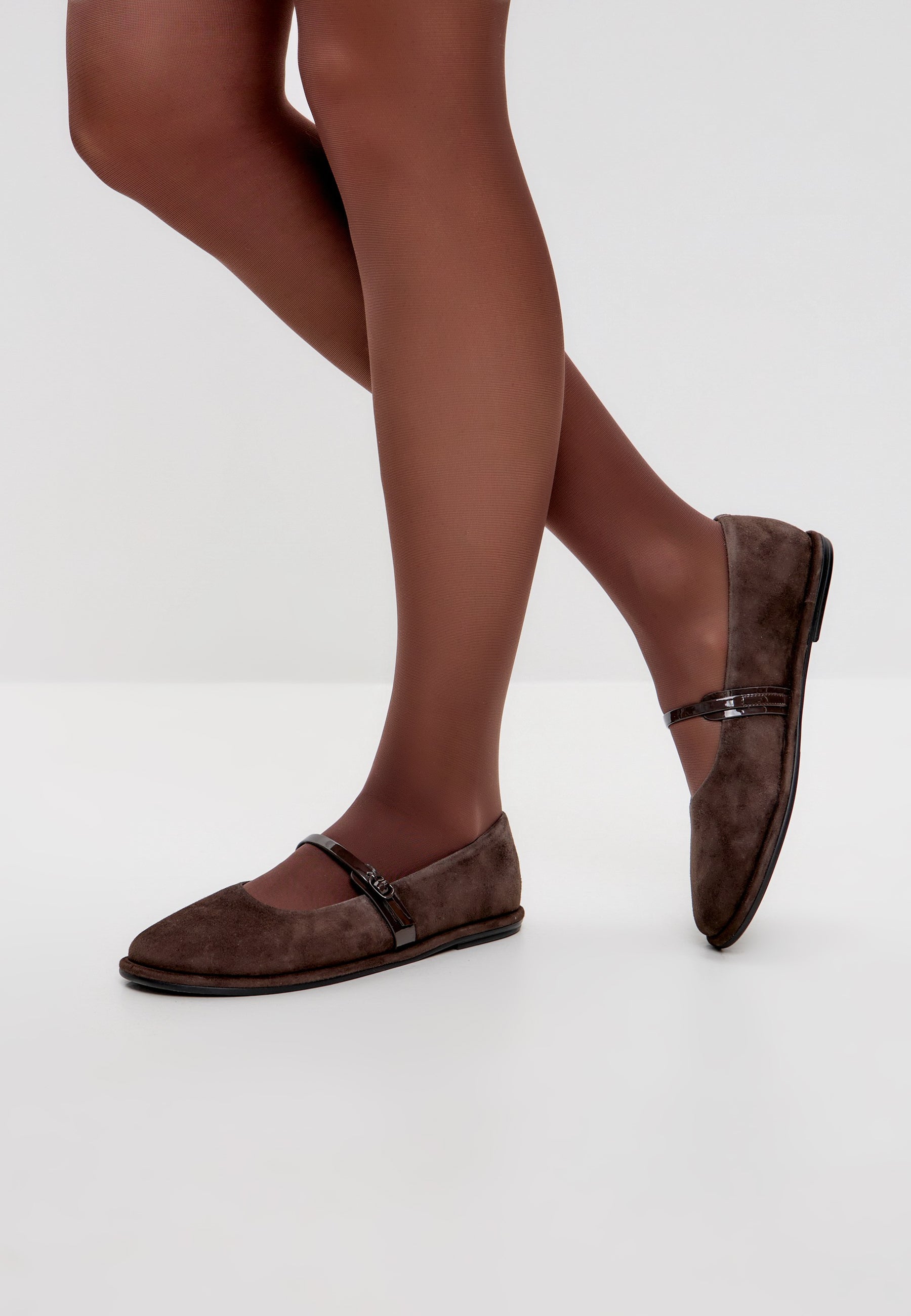 Timeless Suede Mary Jane Flats - Dark Brown