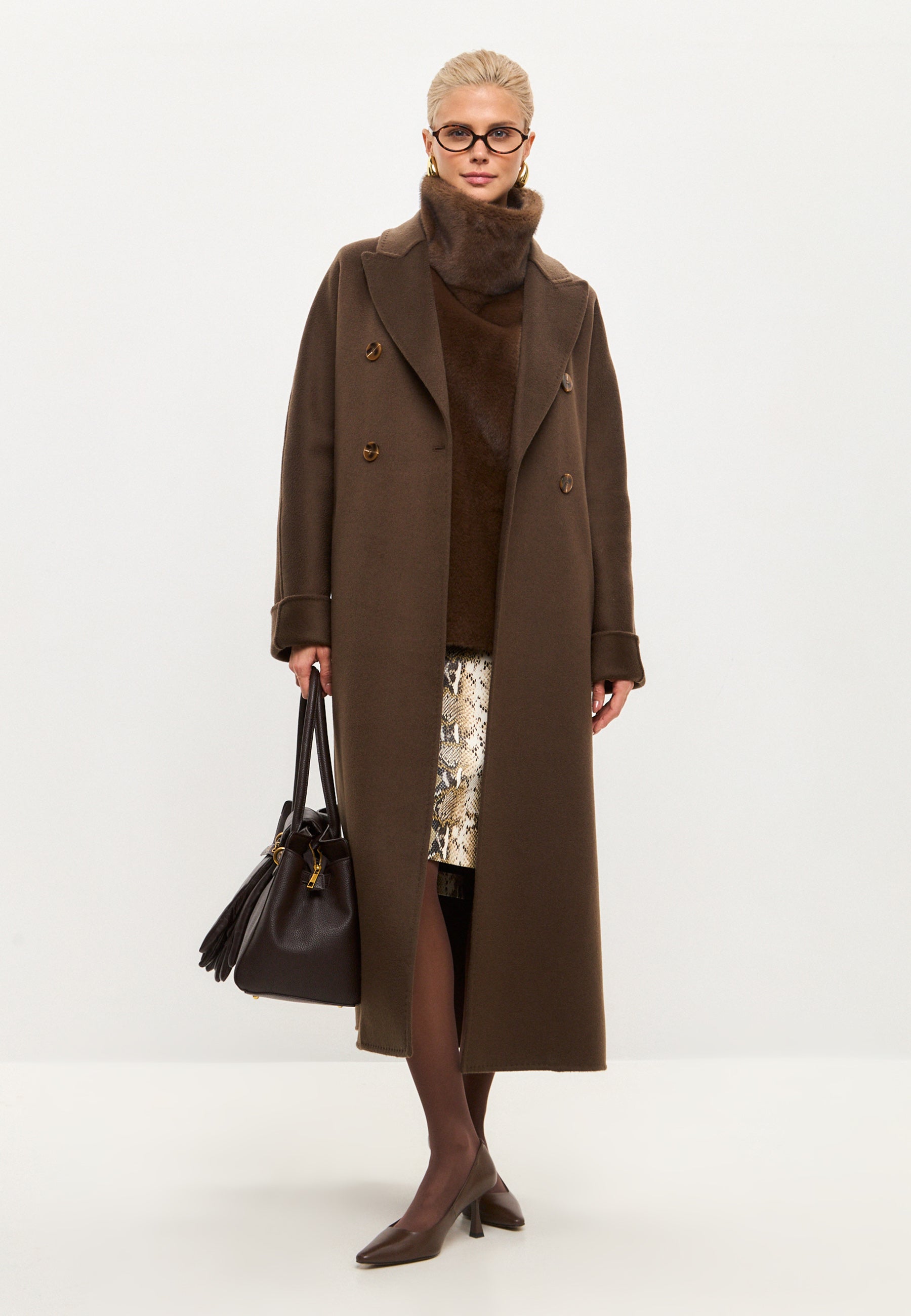 Classic Luxe Long Coat Rosie - Dark Brown