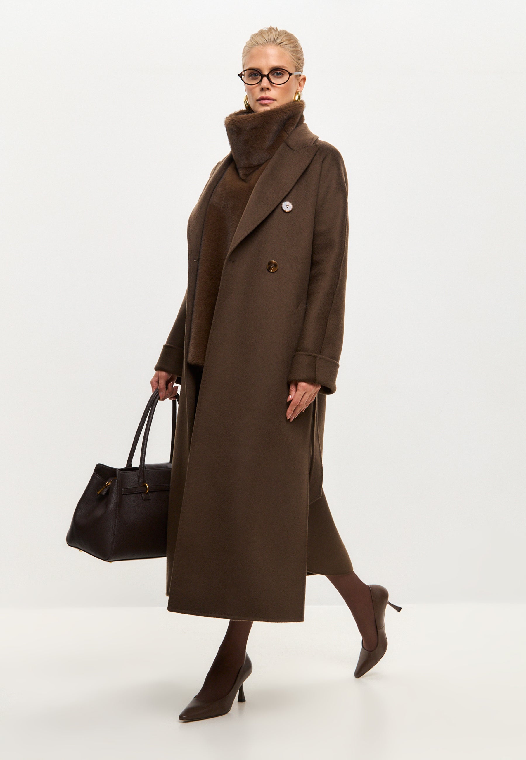 Classic Luxe Long Coat Rosie - Dark Brown