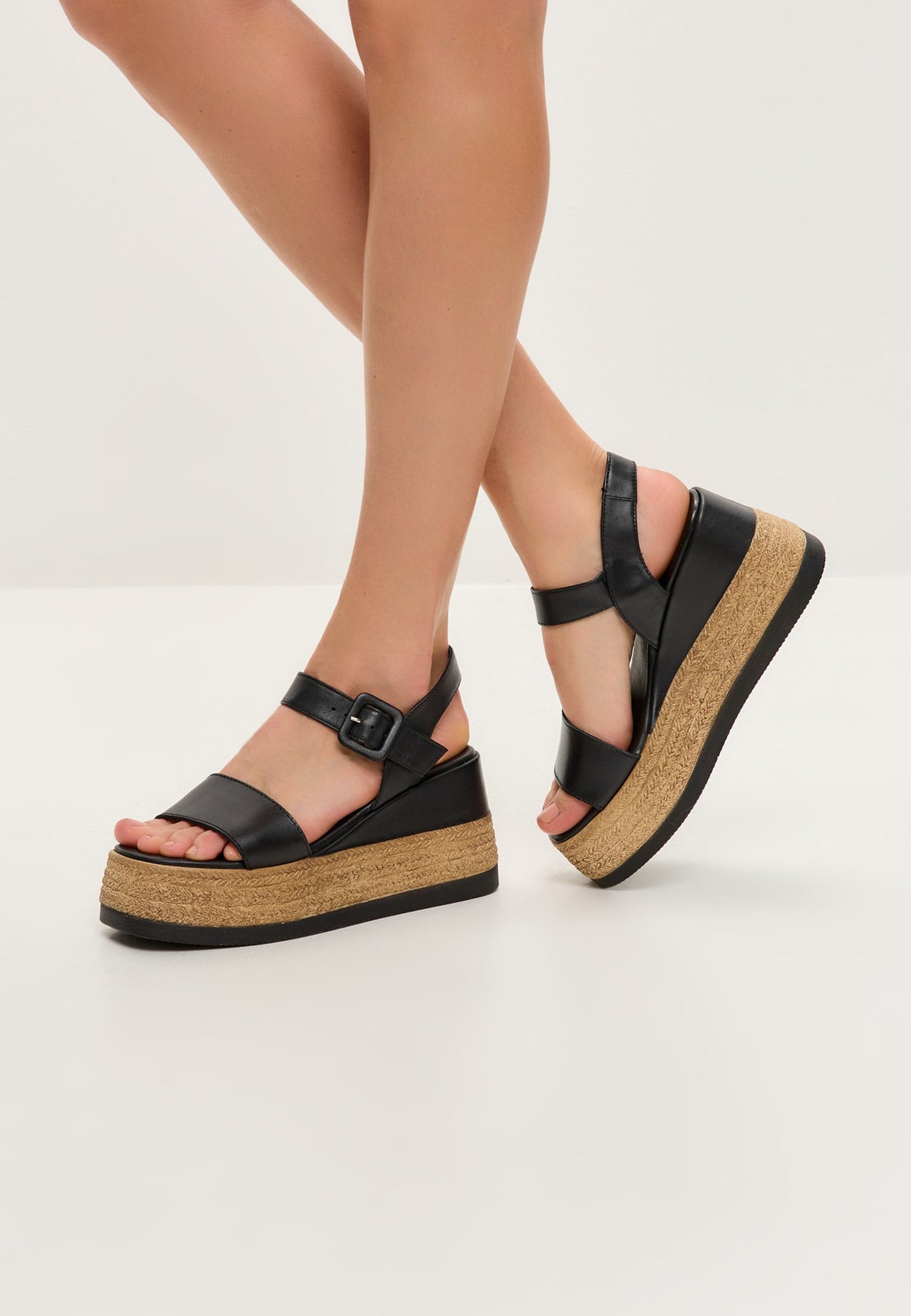 Horizon Woven Platform Sandals - Brown