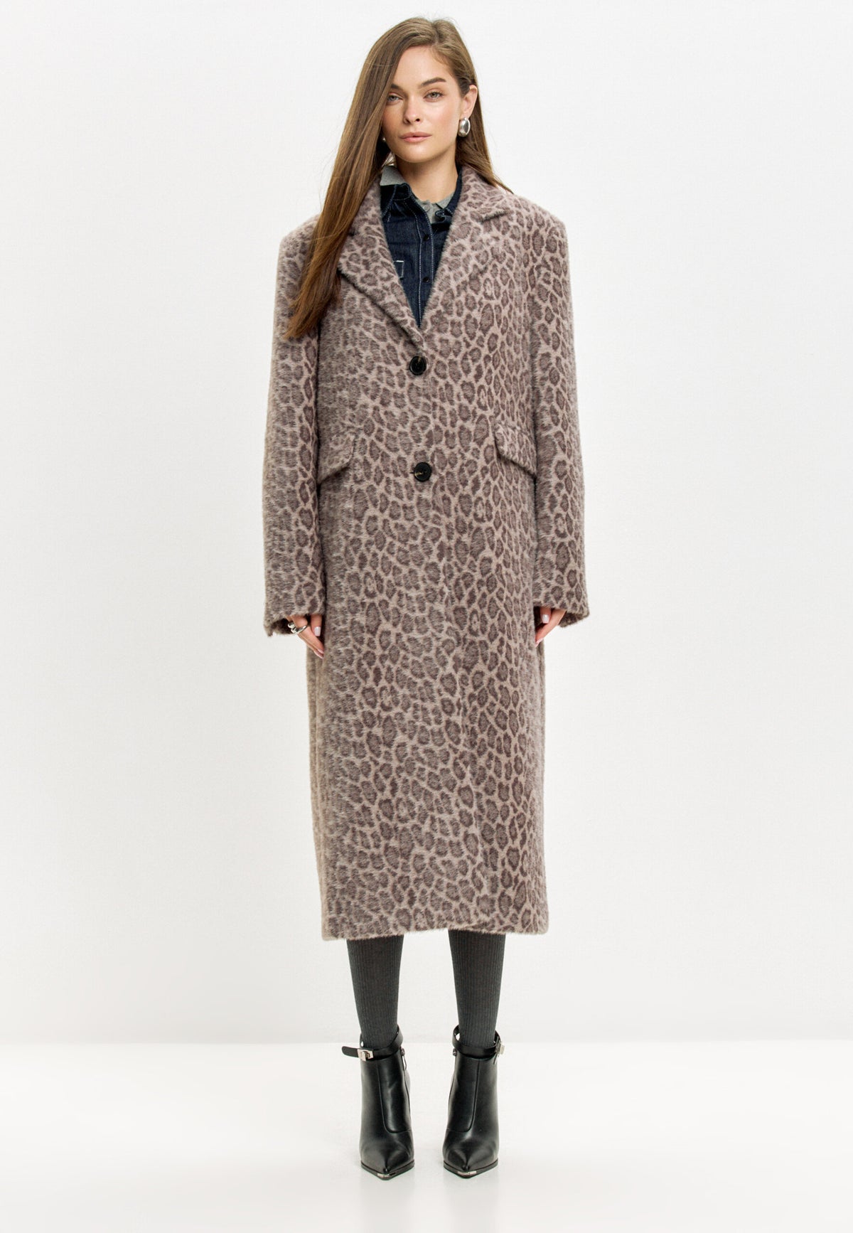 Long Faux Fur Coat Bianca - Leopard
