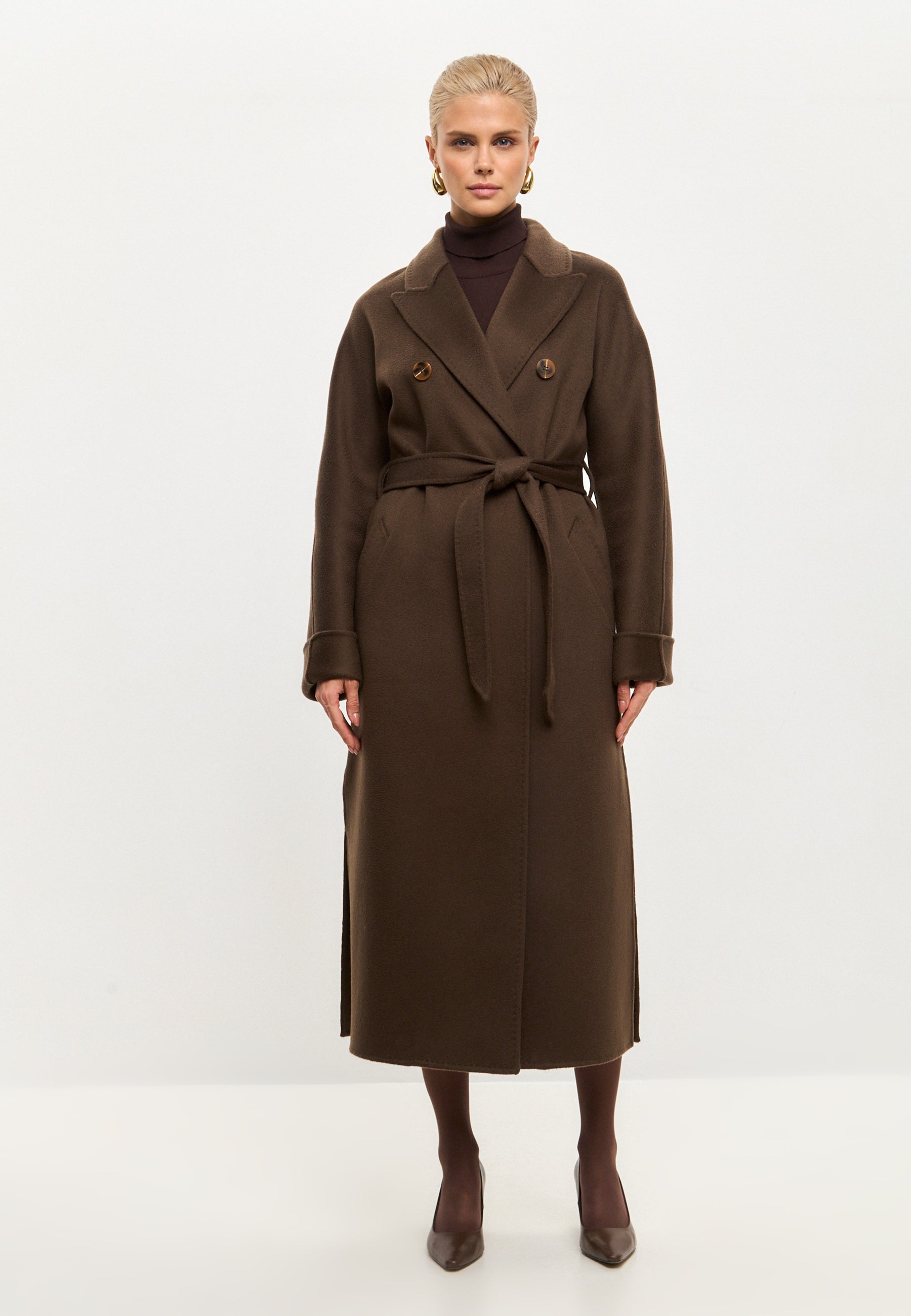 Classic Luxe Long Coat Rosie - Dark Brown