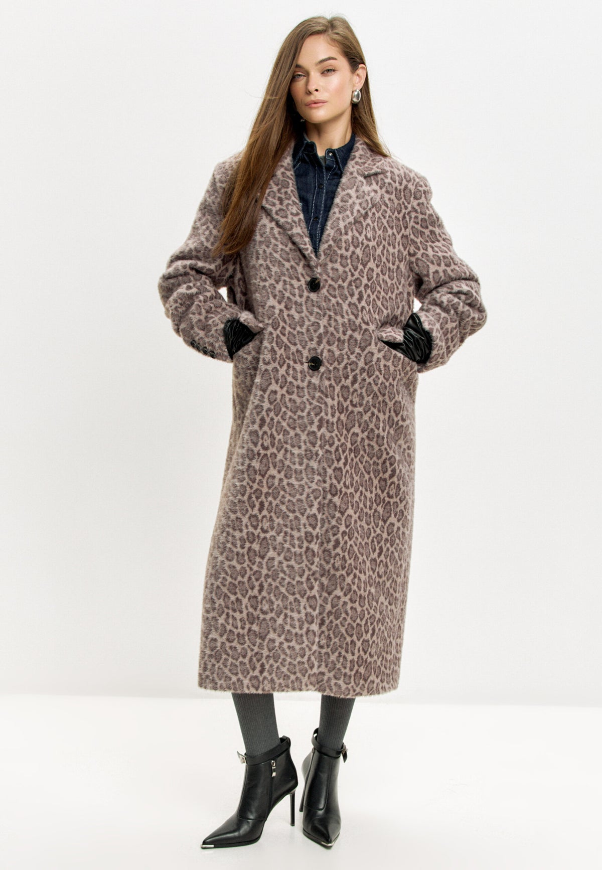Long Faux Fur Coat Bianca - Leopard