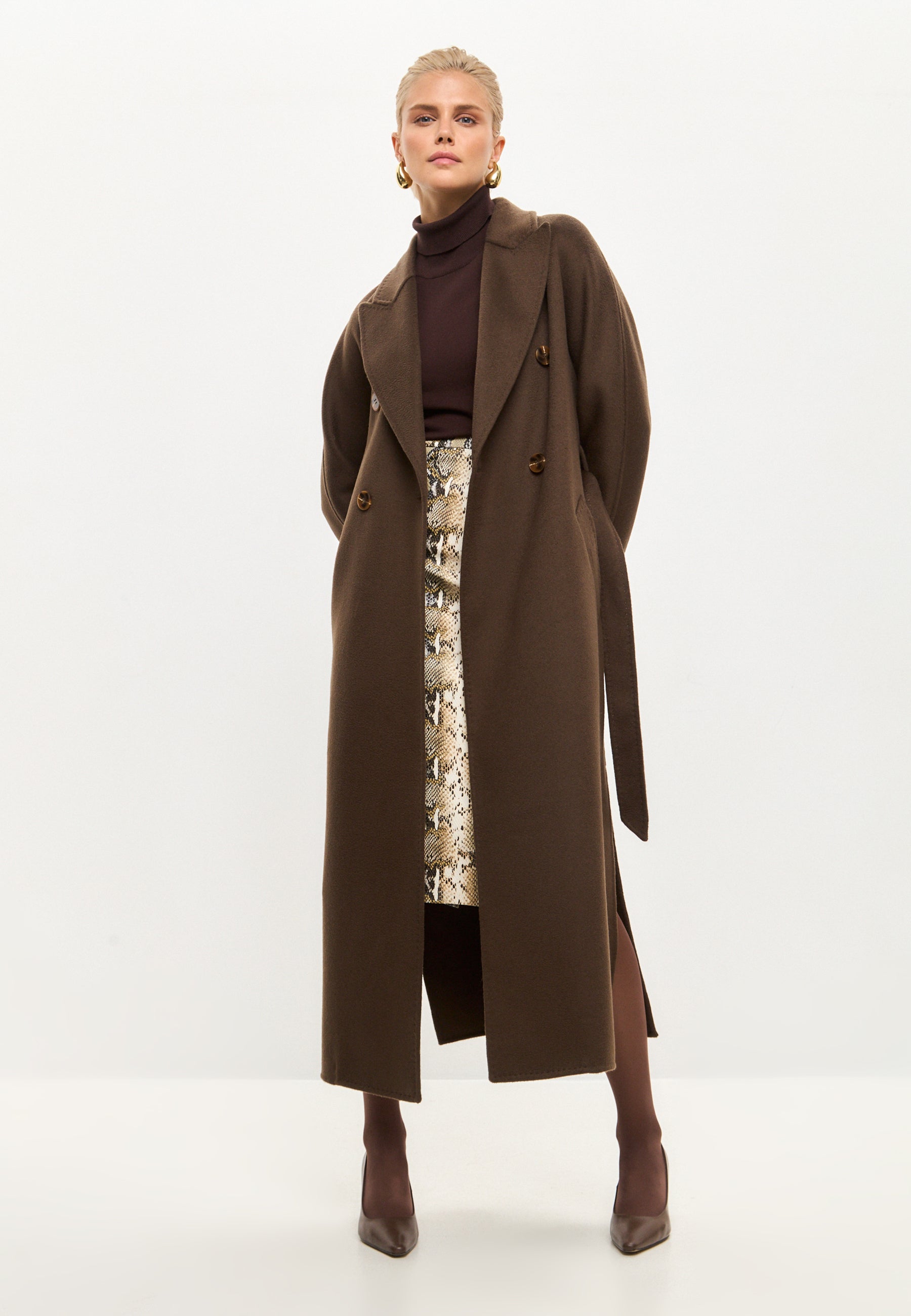 Classic Luxe Long Coat Rosie - Dark Brown