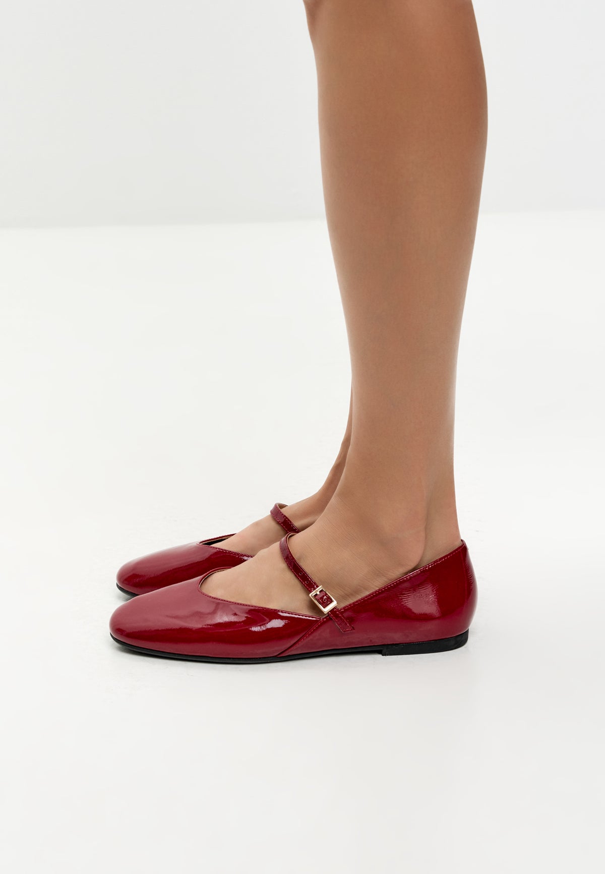 Patent Mary Jane Flats - Bordeaux