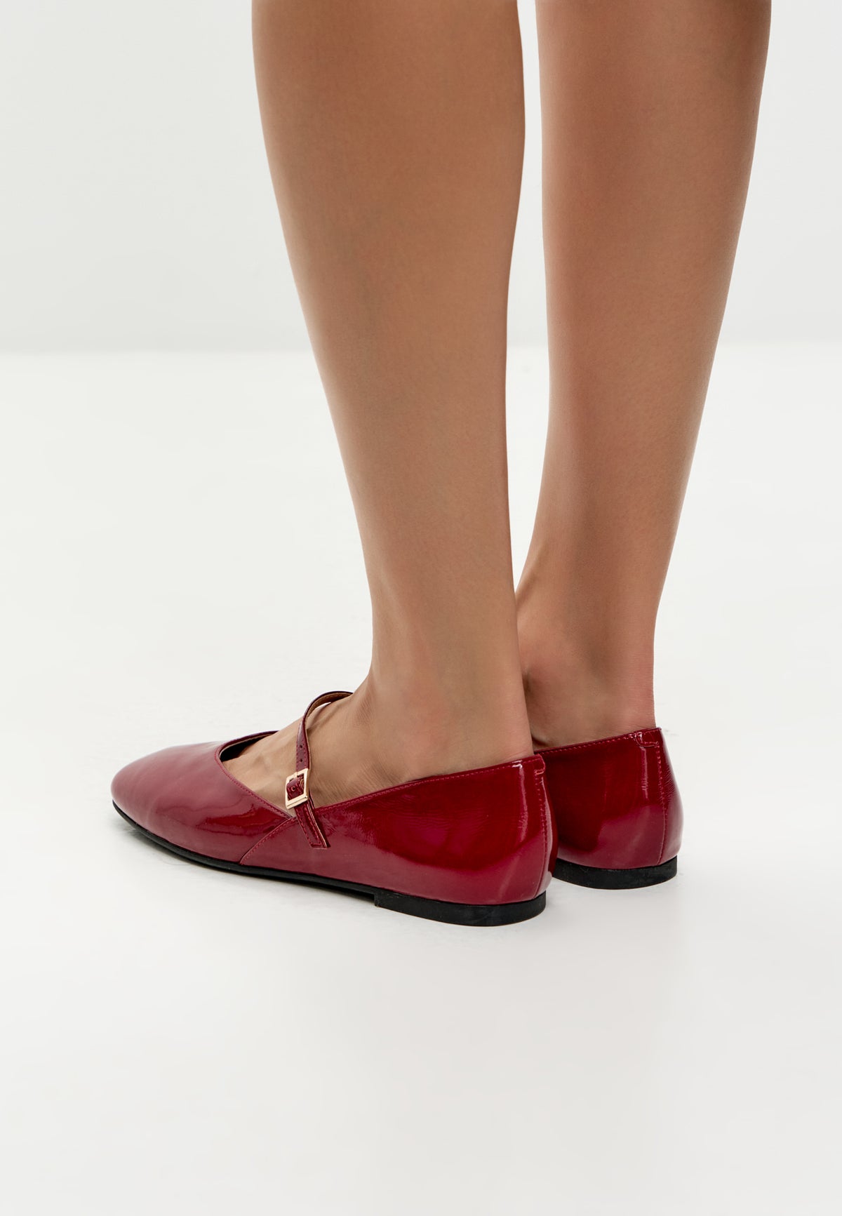 Patent Mary Jane Flats - Bordeaux
