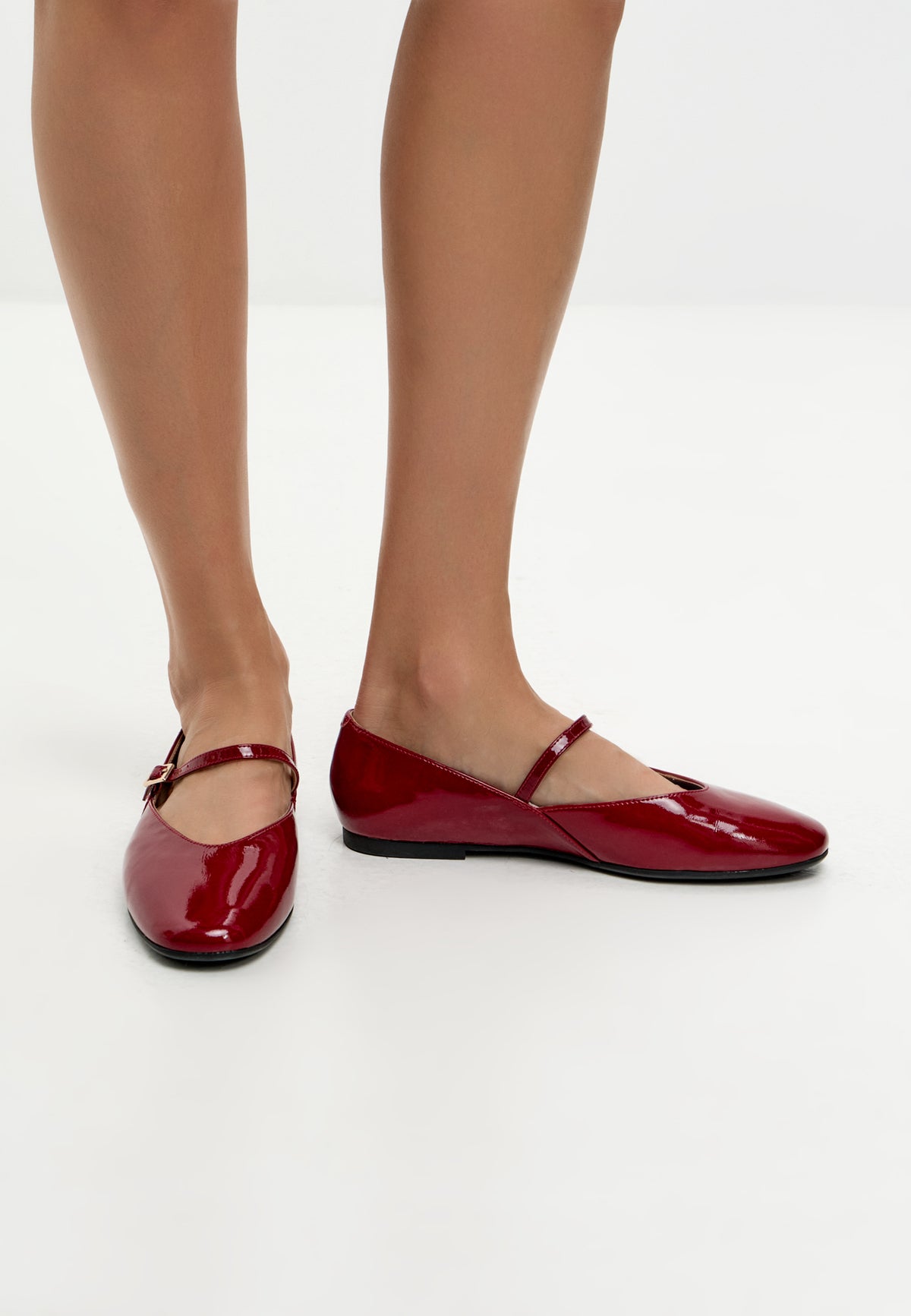 Patent Mary Jane Flats - Bordeaux