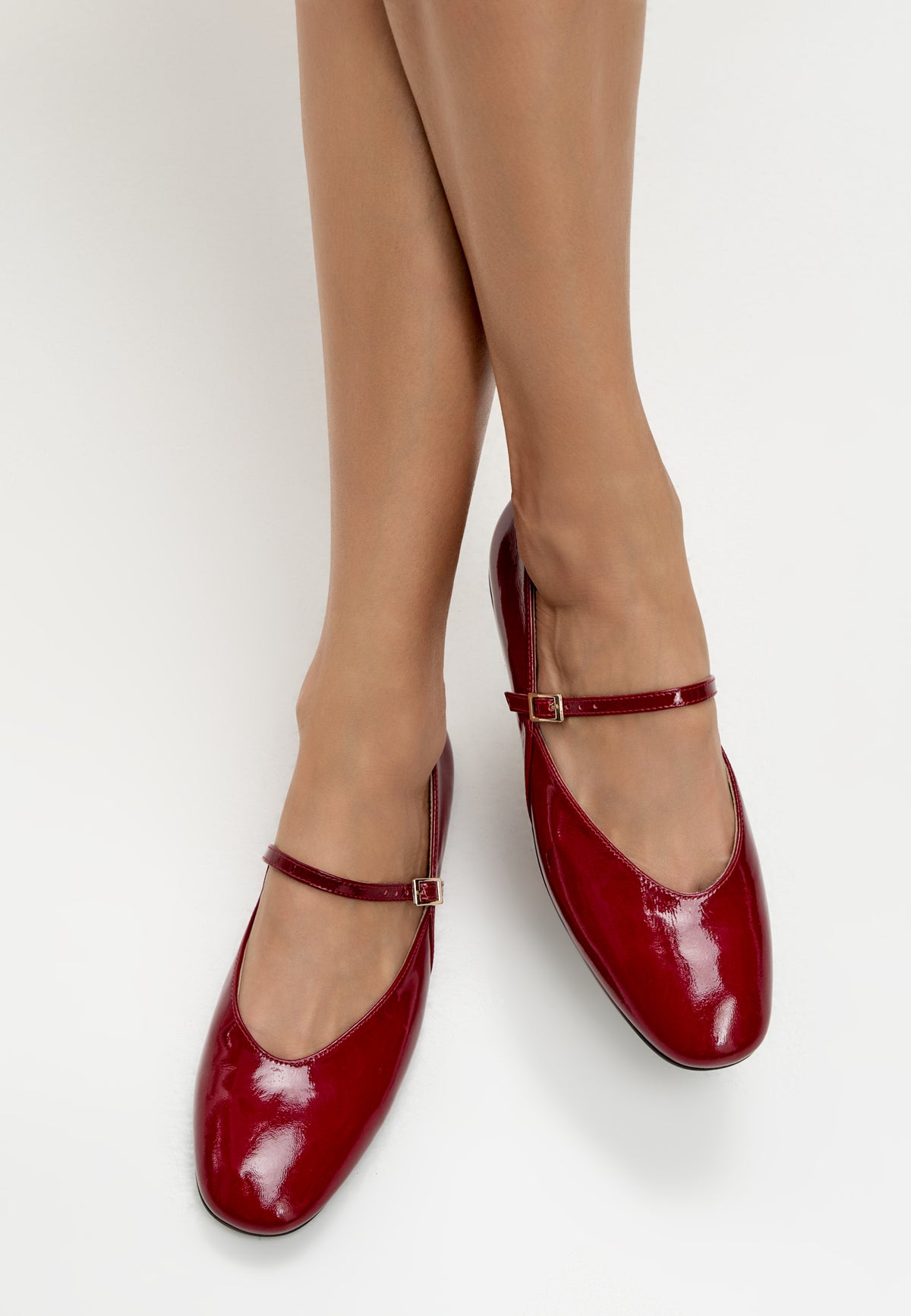 Patent Mary Jane Flats - Bordeaux