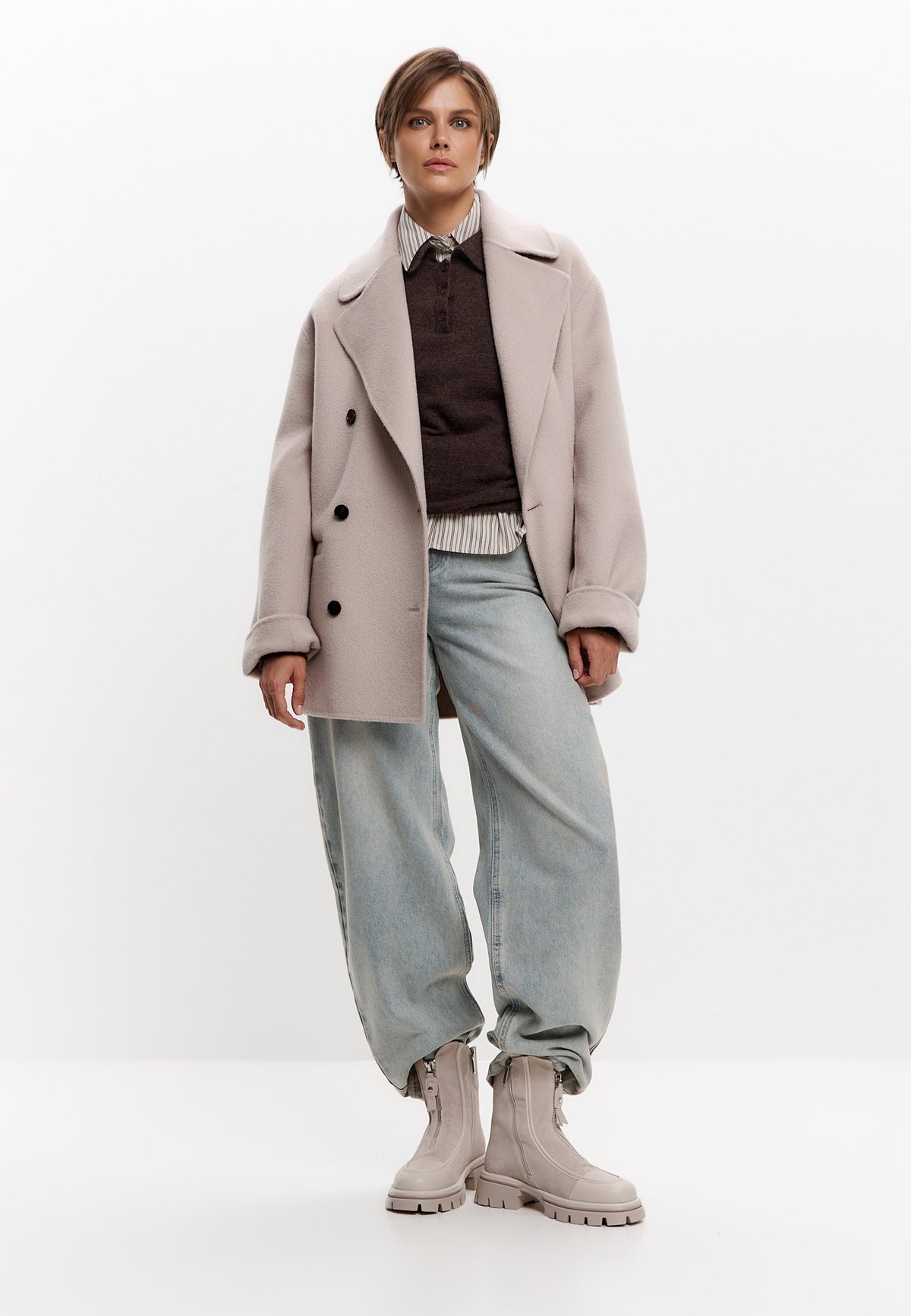 Bottines chunky zippées – Ivoire