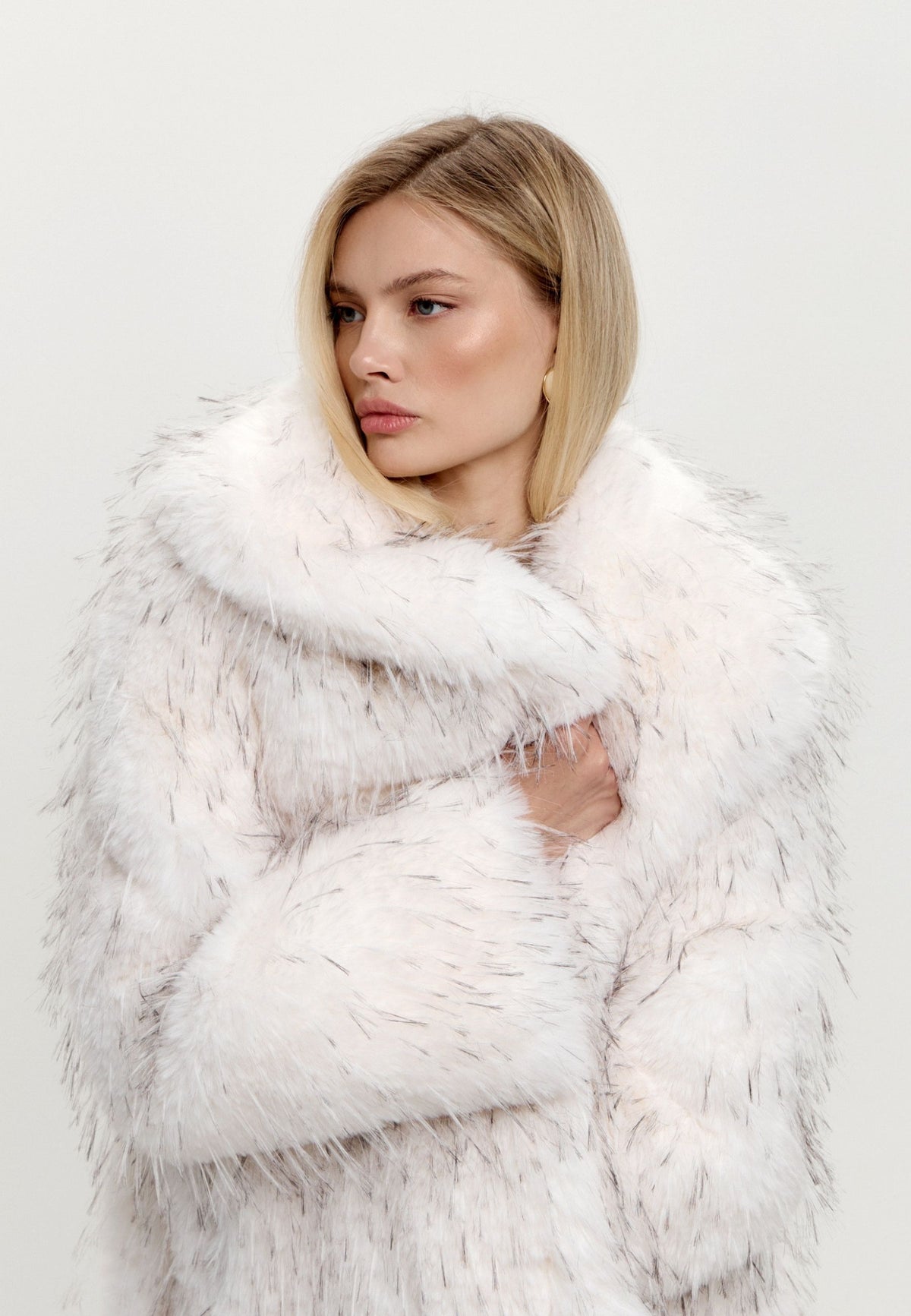 Couture maxi jas van imitatiebont – Sabelbruin