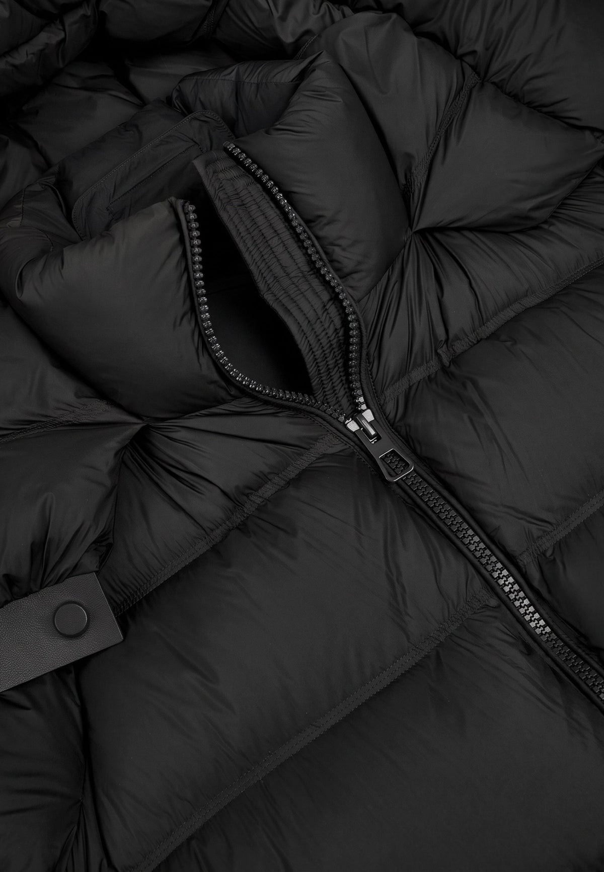 Cropped Hooded Down Puffer Jacket - Black