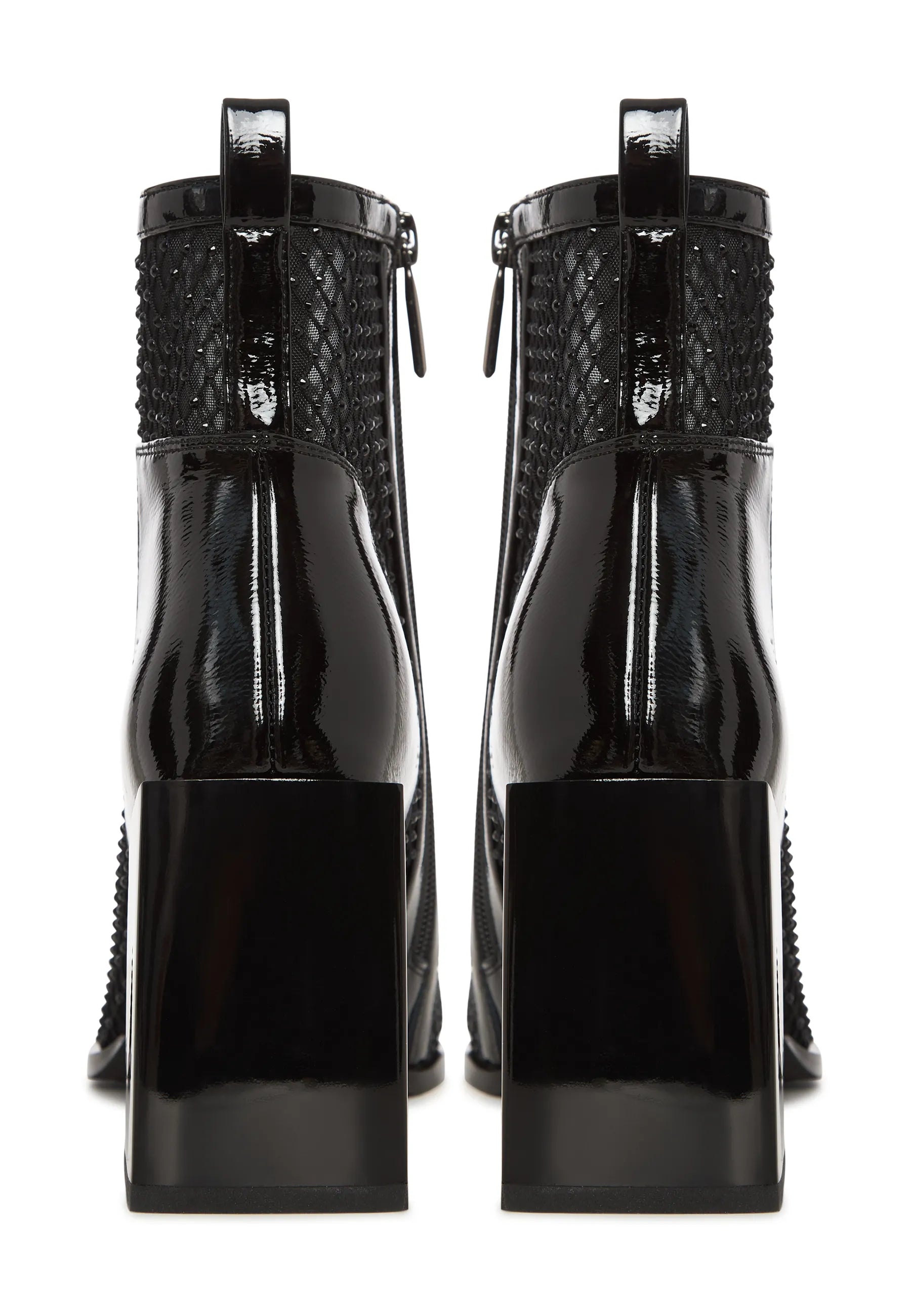 Mesh Panel Patent Leather Ankle Boot