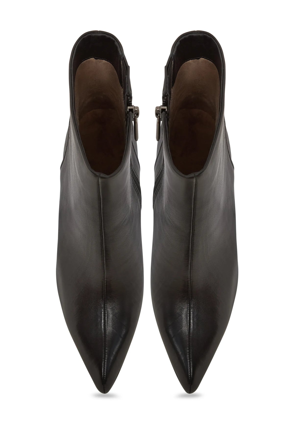 Textured Heel Pointed Ankle Boot - Black