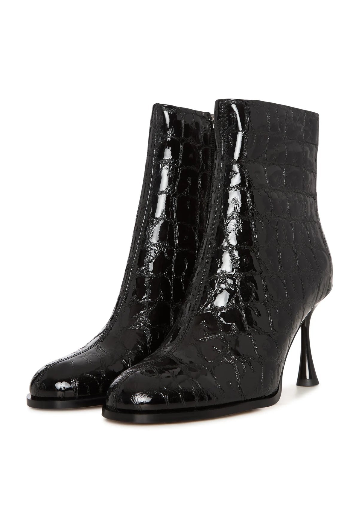 Croc Noir Stiletto Ankle Boot