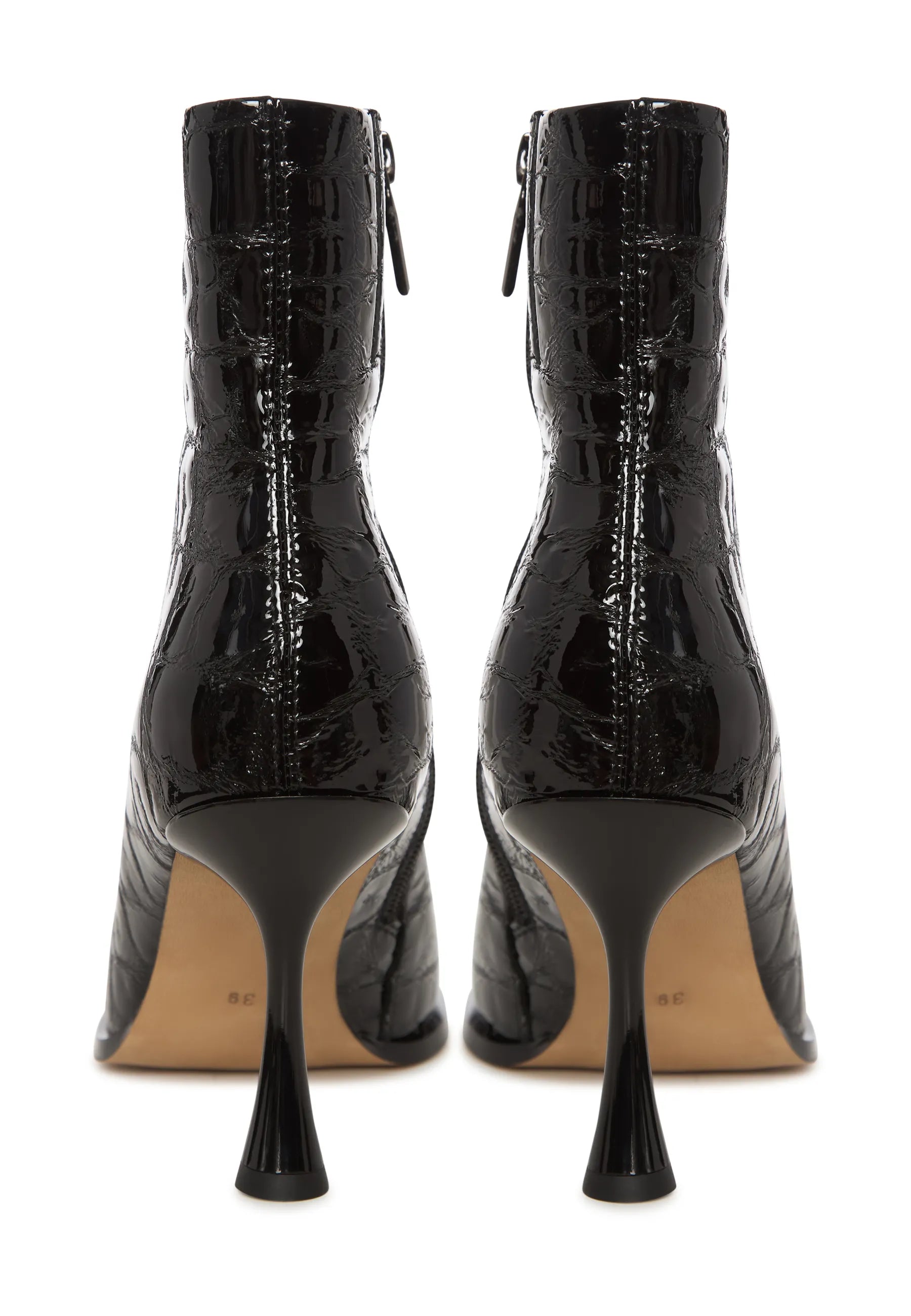 Croc Noir Stiletto Ankle Boot