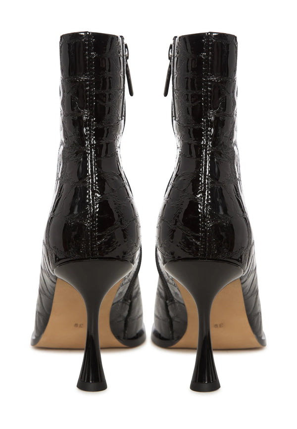 Croc Noir Stiletto Ankle Boot