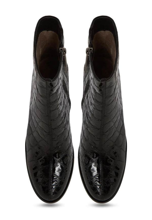 Croc Noir Stiletto Ankle Boot