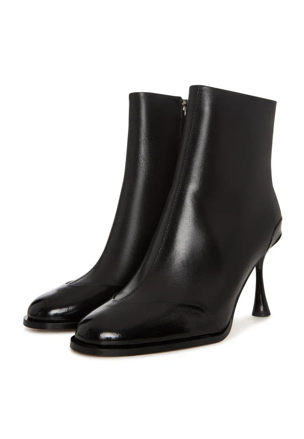 Gloss Cap Toe Stiletto Ankle Boot