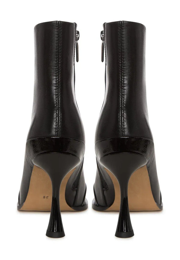 Gloss Cap Toe Stiletto Ankle Boot