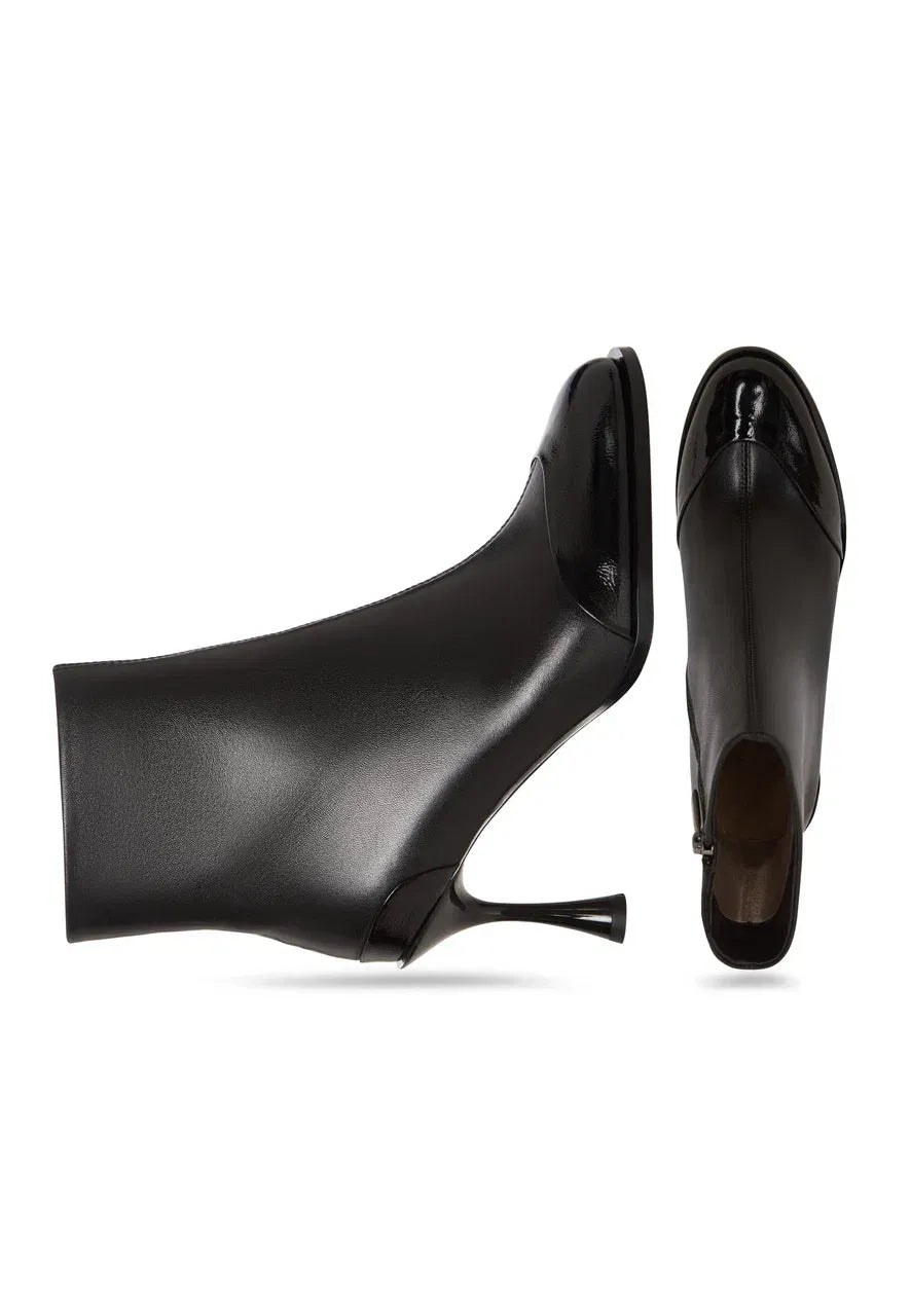 Gloss Cap Toe Stiletto Ankle Boot