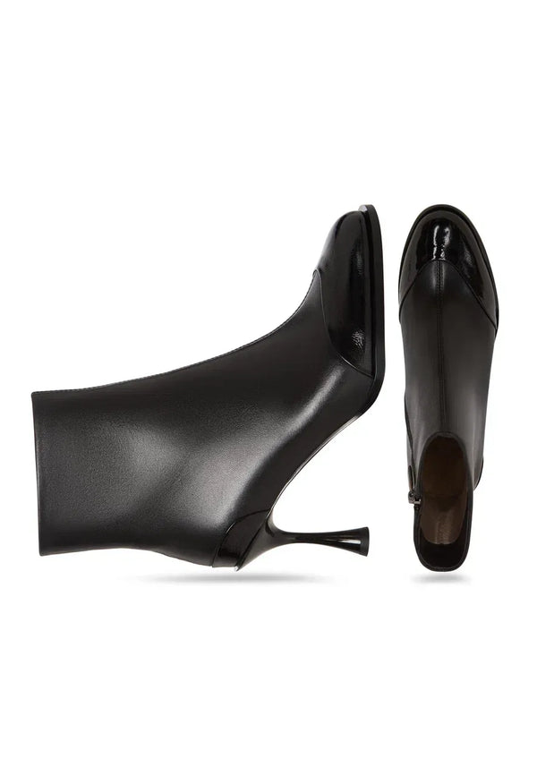 Gloss Cap Toe Stiletto Ankle Boot