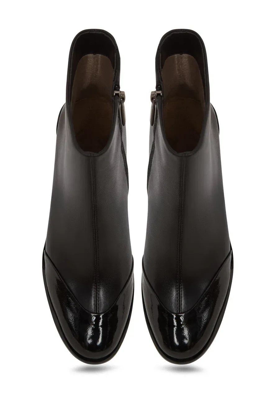 Gloss Cap Toe Stiletto Ankle Boot