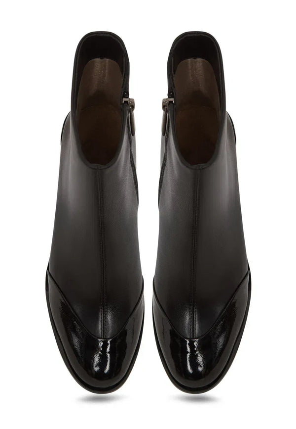 Gloss Cap Toe Stiletto Ankle Boot