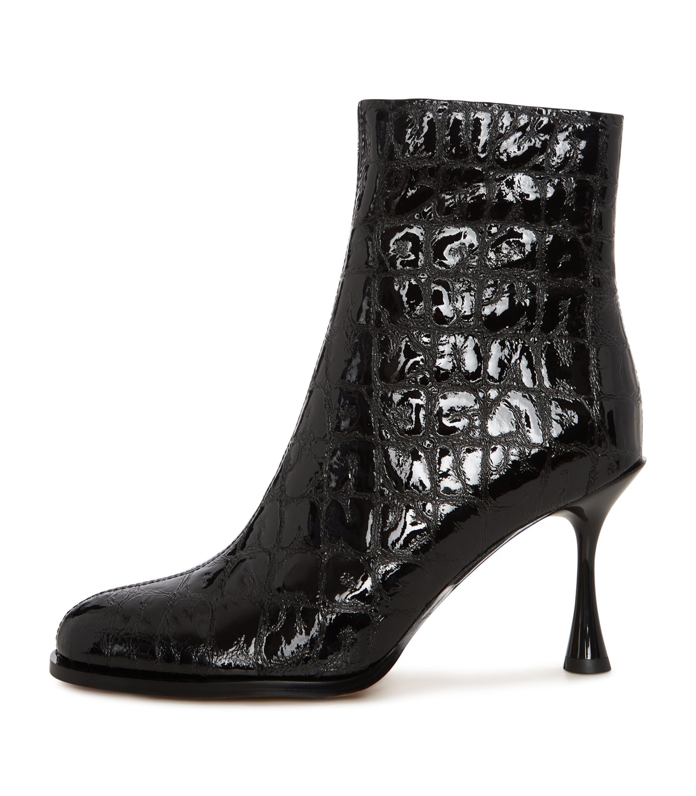 Croc Noir Stiletto Ankle Boot