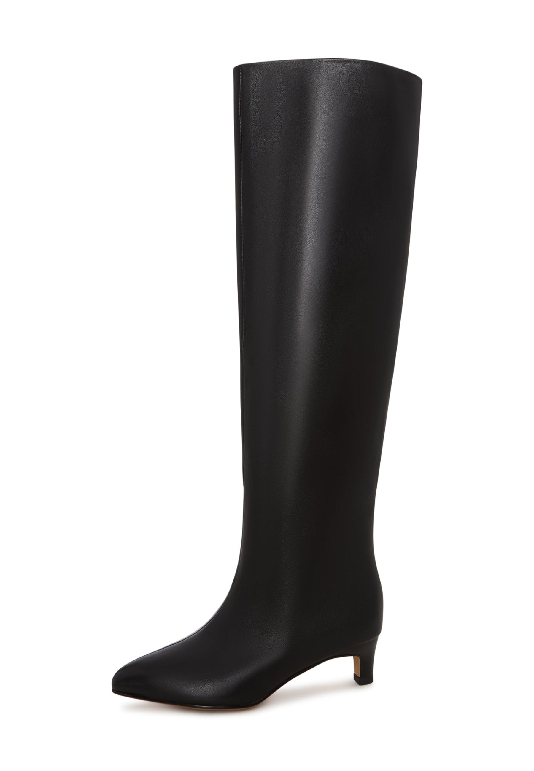 Elegant Leather Knee-High Boot - Black