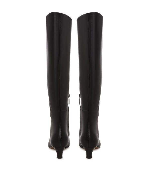 Elegant Leather Knee-High Boot - Black
