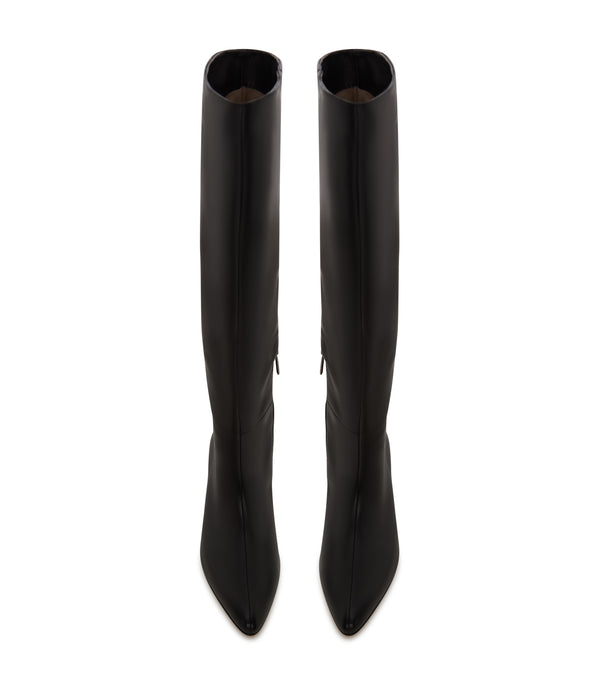 Elegant Leather Knee-High Boot - Black
