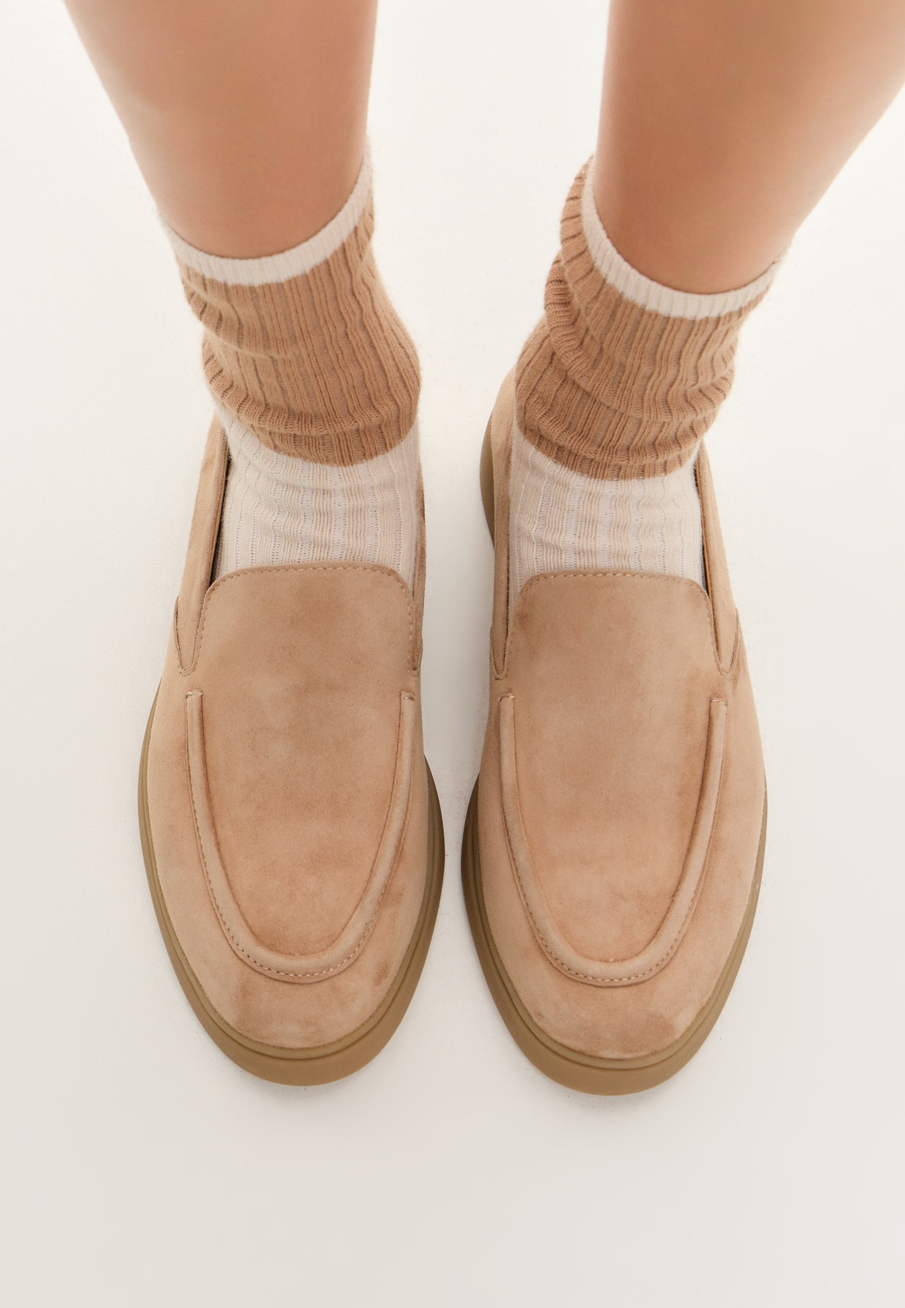 Comfort Suede Platform Loafers Clau - Beige