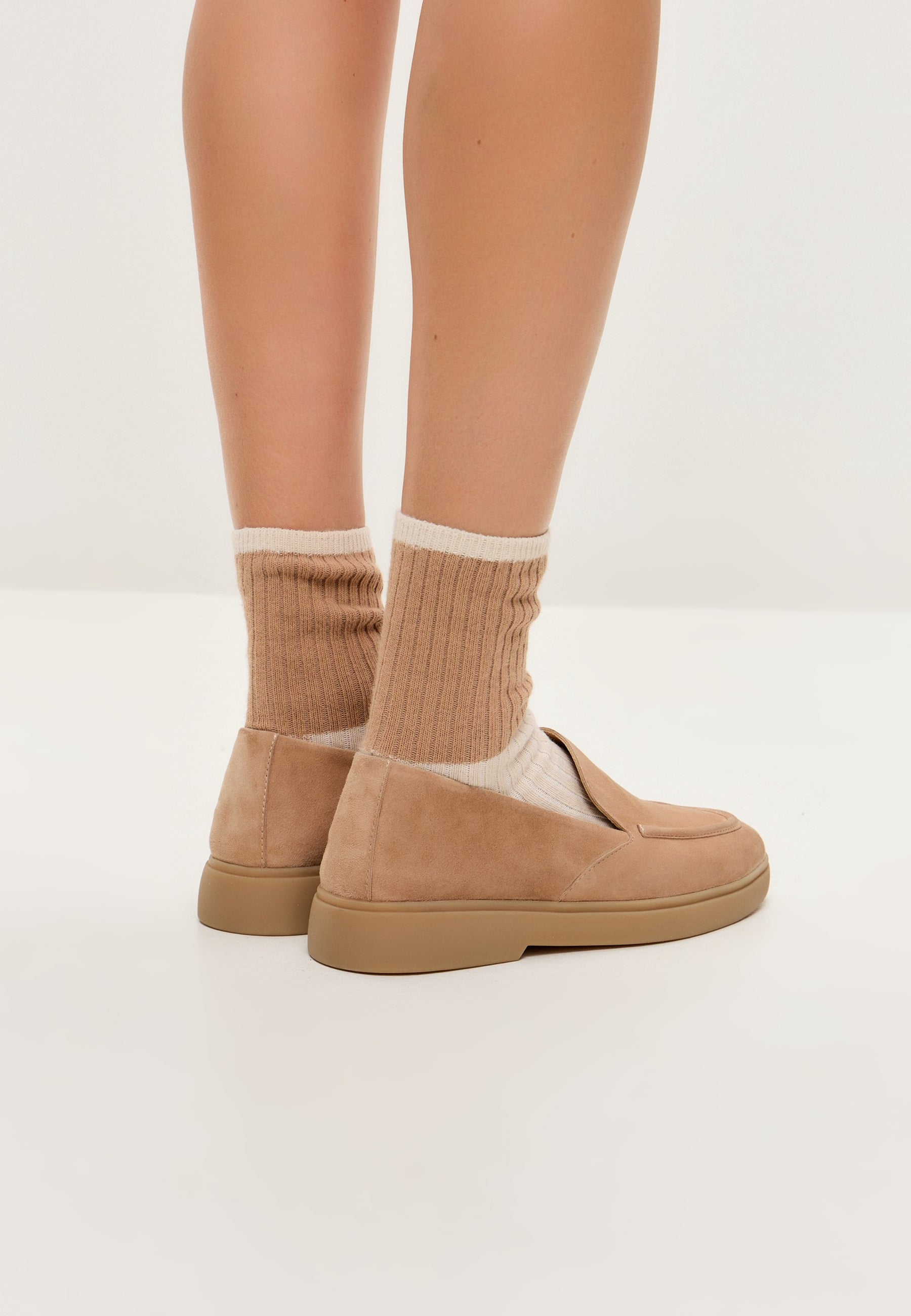 Comfort Suede Platform Loafers Clau - Beige