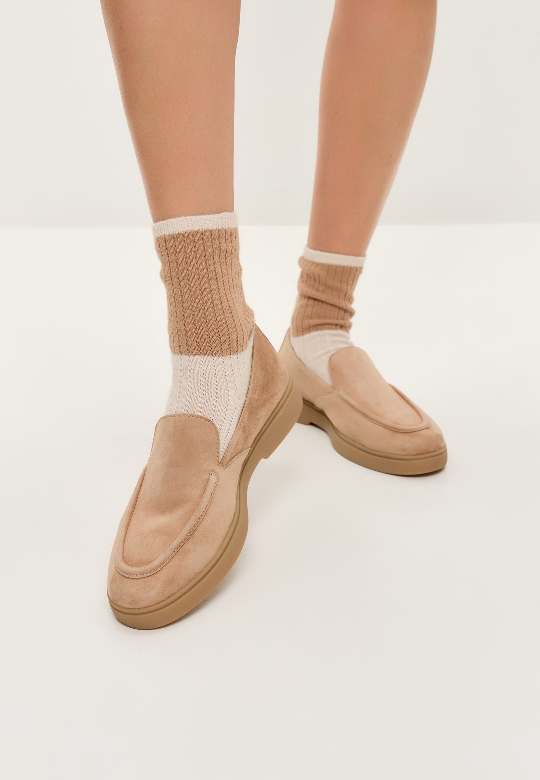 Comfort Suede Platform Loafers Clau - Beige