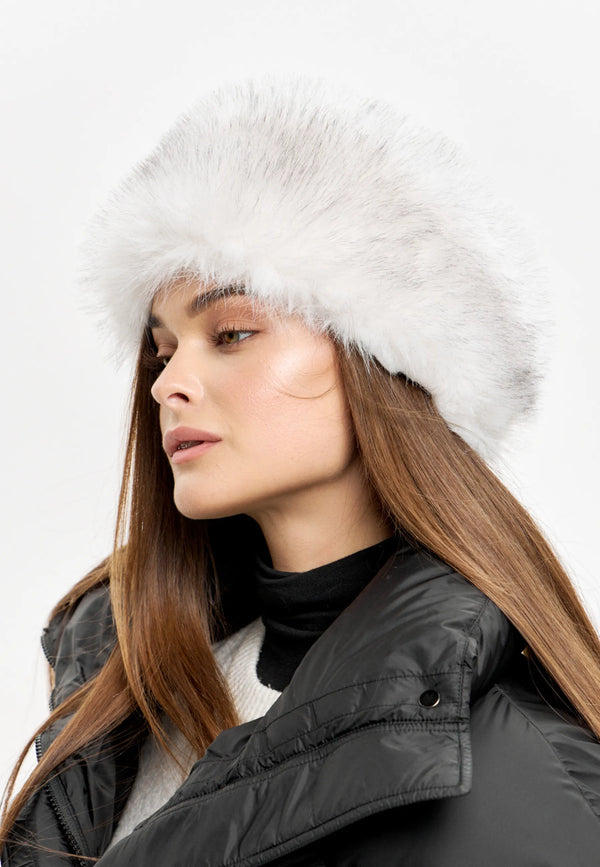 Faux Fur Headband - White