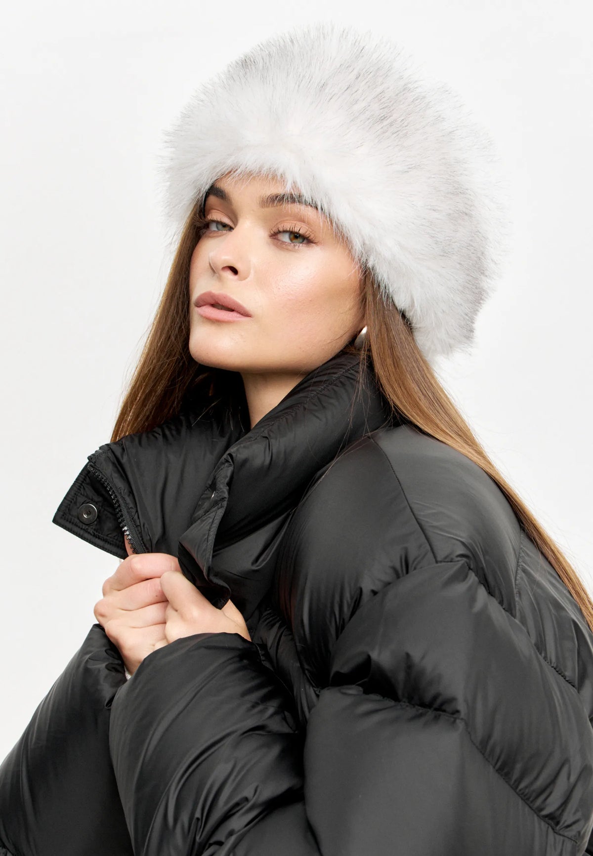 Faux Fur Headband - White