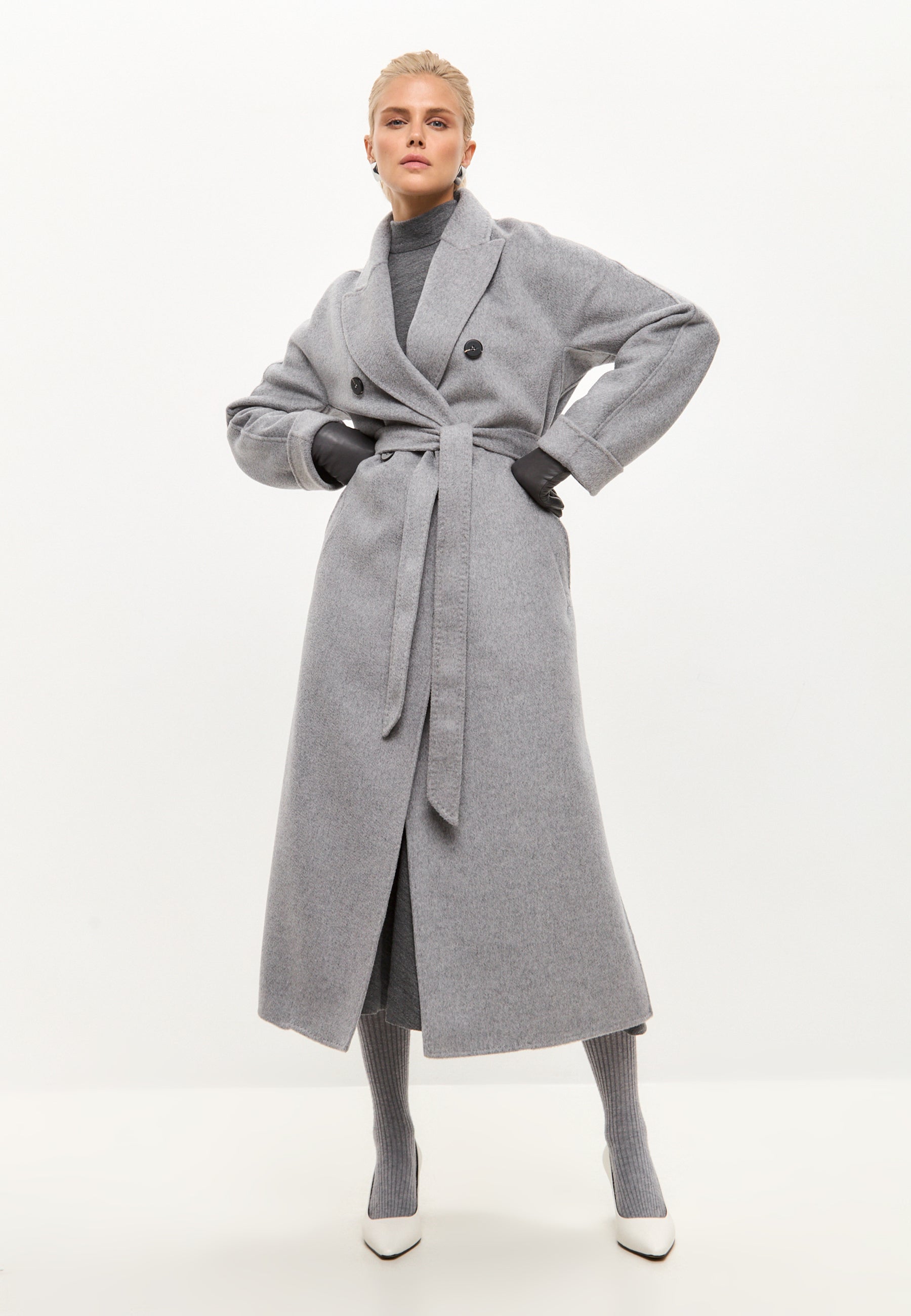 Classic Luxe Long Coat Rosie - Gray