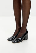 Patent Block Heel Pumps – Black
