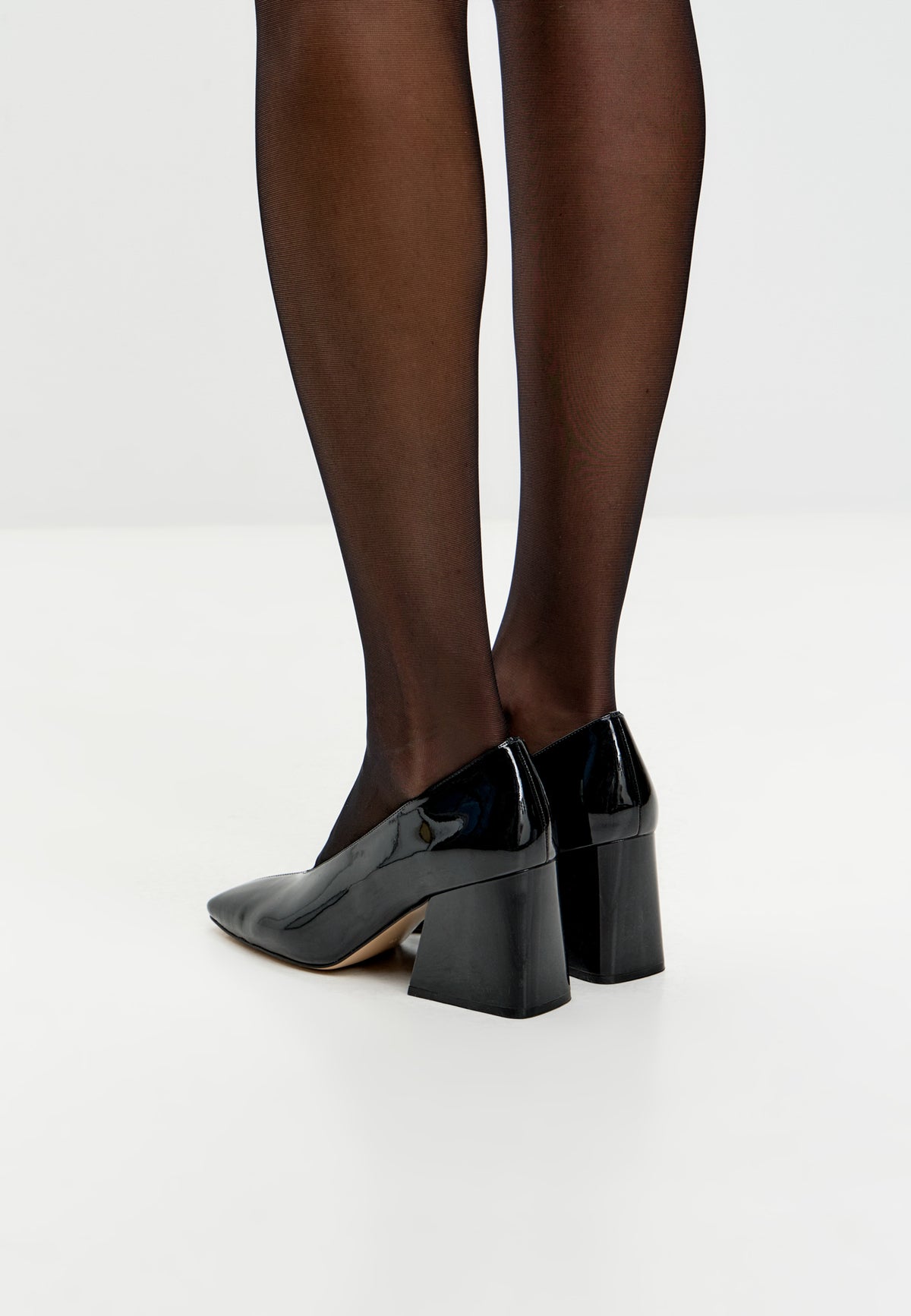 Patent Block Heel Pumps – Black