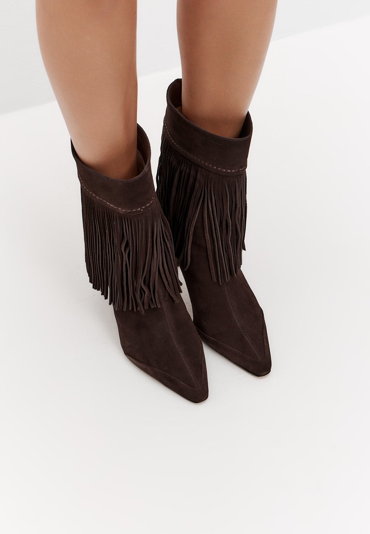 Bottines à franges en daim SFAB – Marron foncé