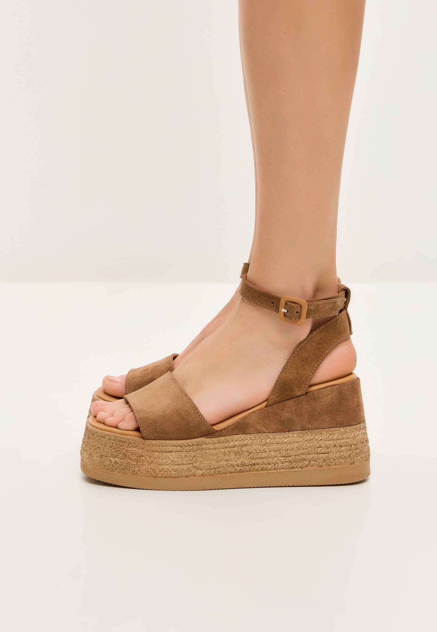 Suede Platform Sandals - Bronze